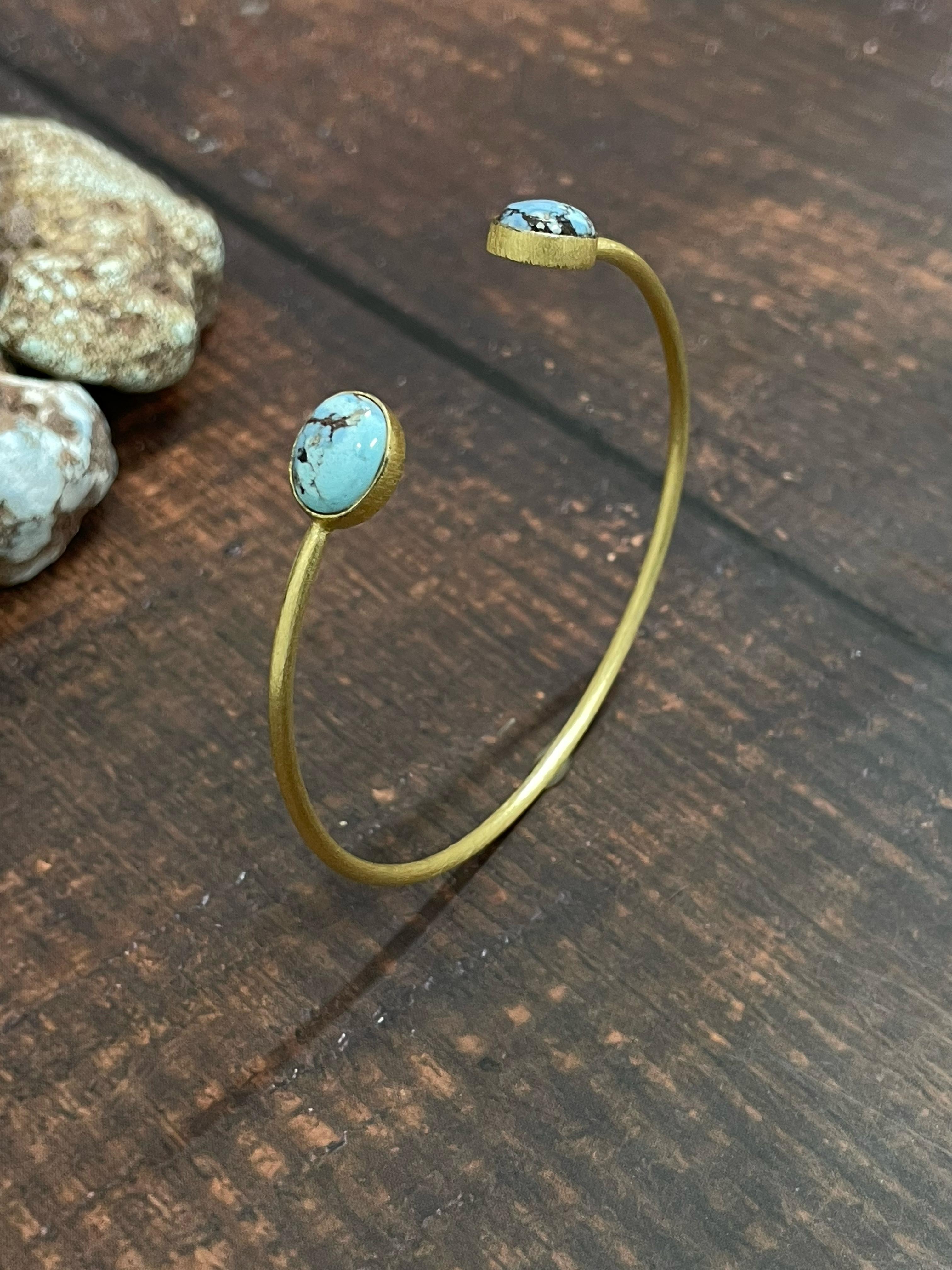 “The Golden Collection” Handmade Natural Gold Plated Golden Hills Turquoise Cuff Bracelet