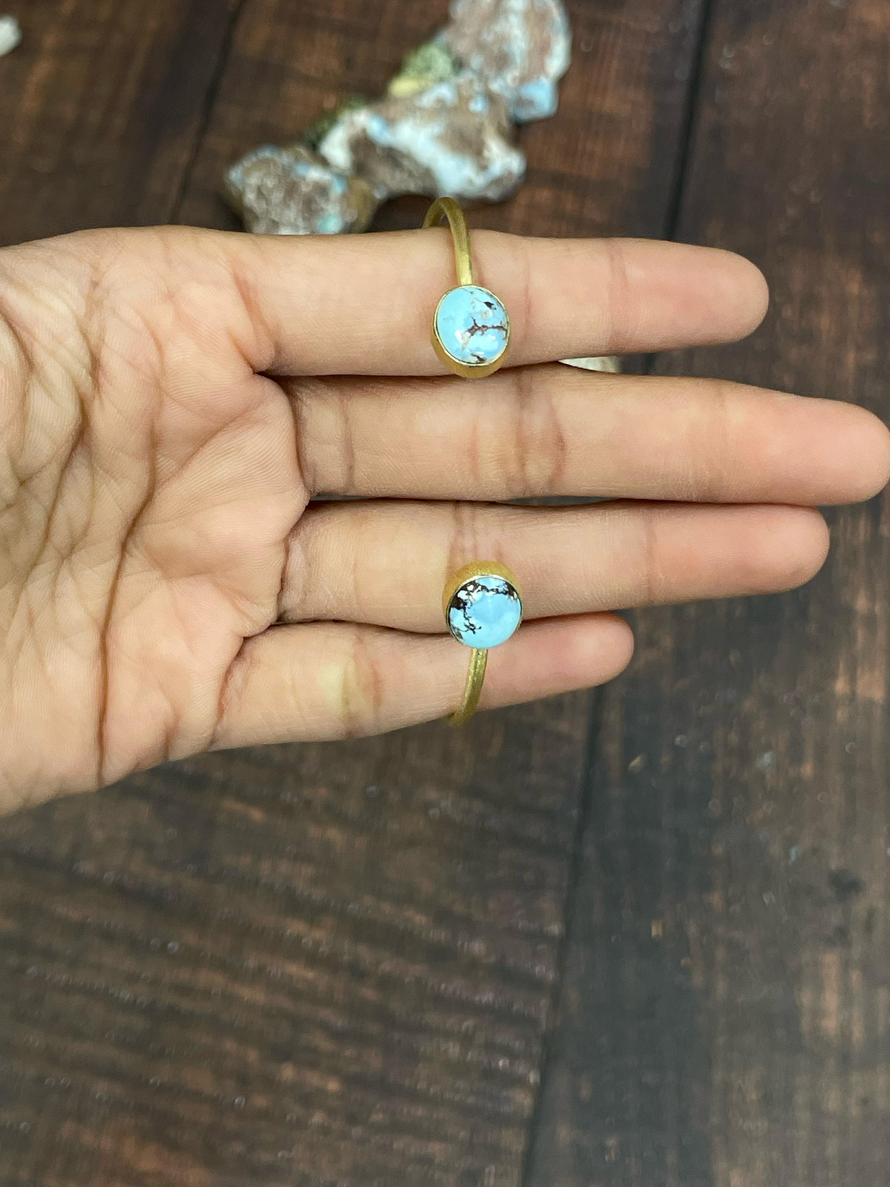 “The Golden Collection” Handmade Natural Gold Plated Golden Hills Turquoise Cuff Bracelet