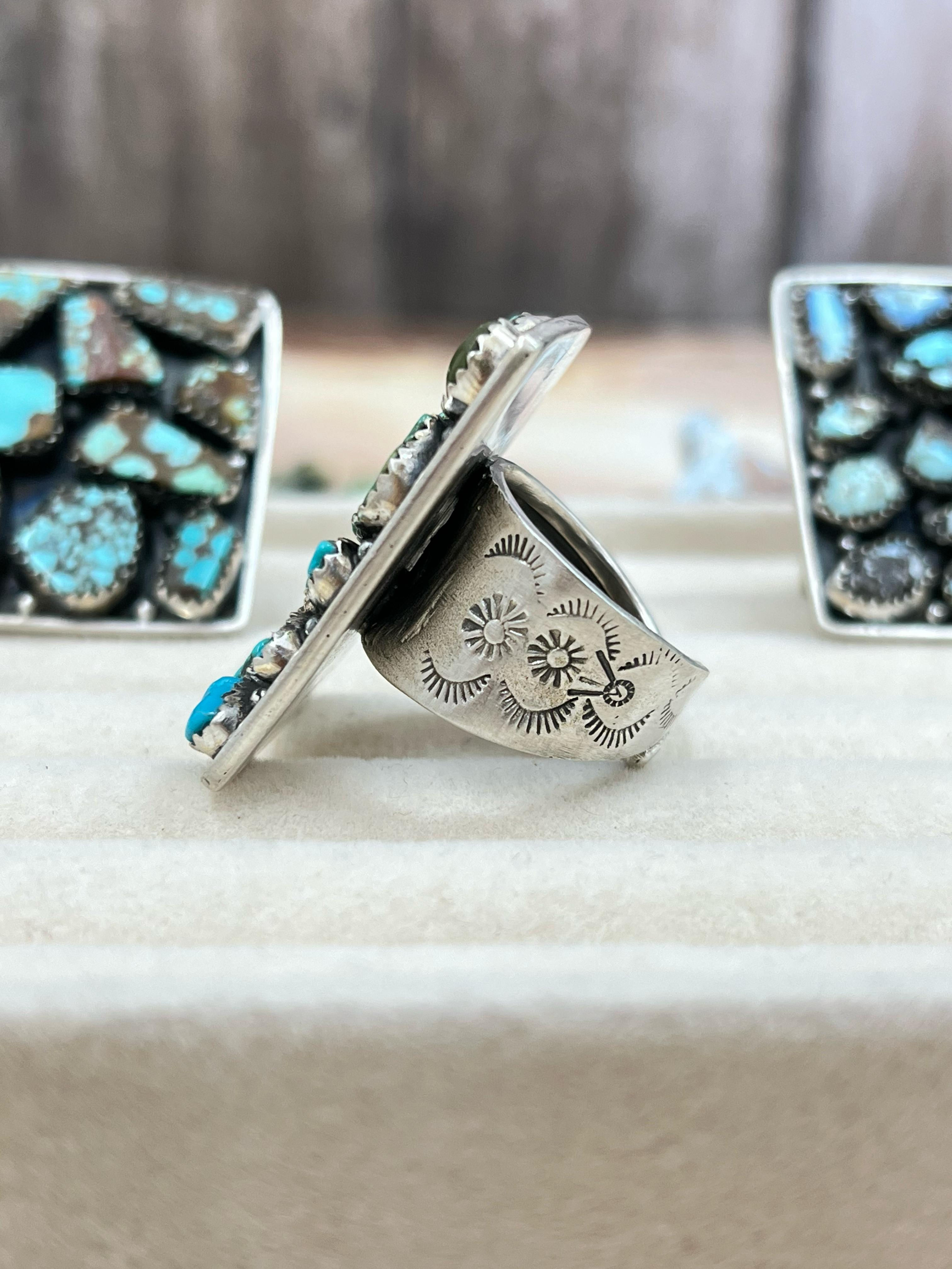 Handmade Sterling Silver Multi Stone Adjustable Rings with Signed Nizhoni