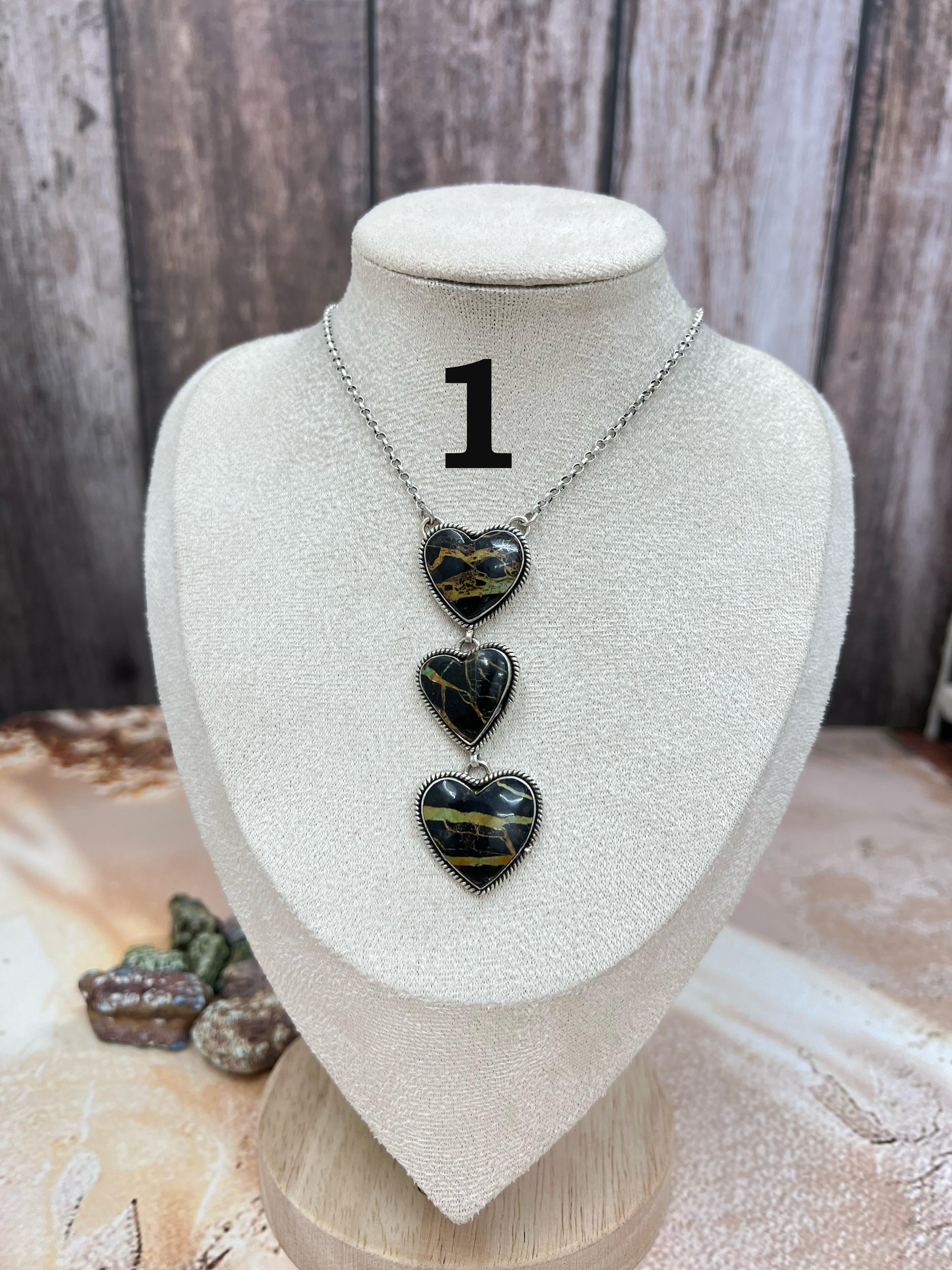 Handmade Sterling Silver Blackjack Turquoise Necklace Signed Nizhoni