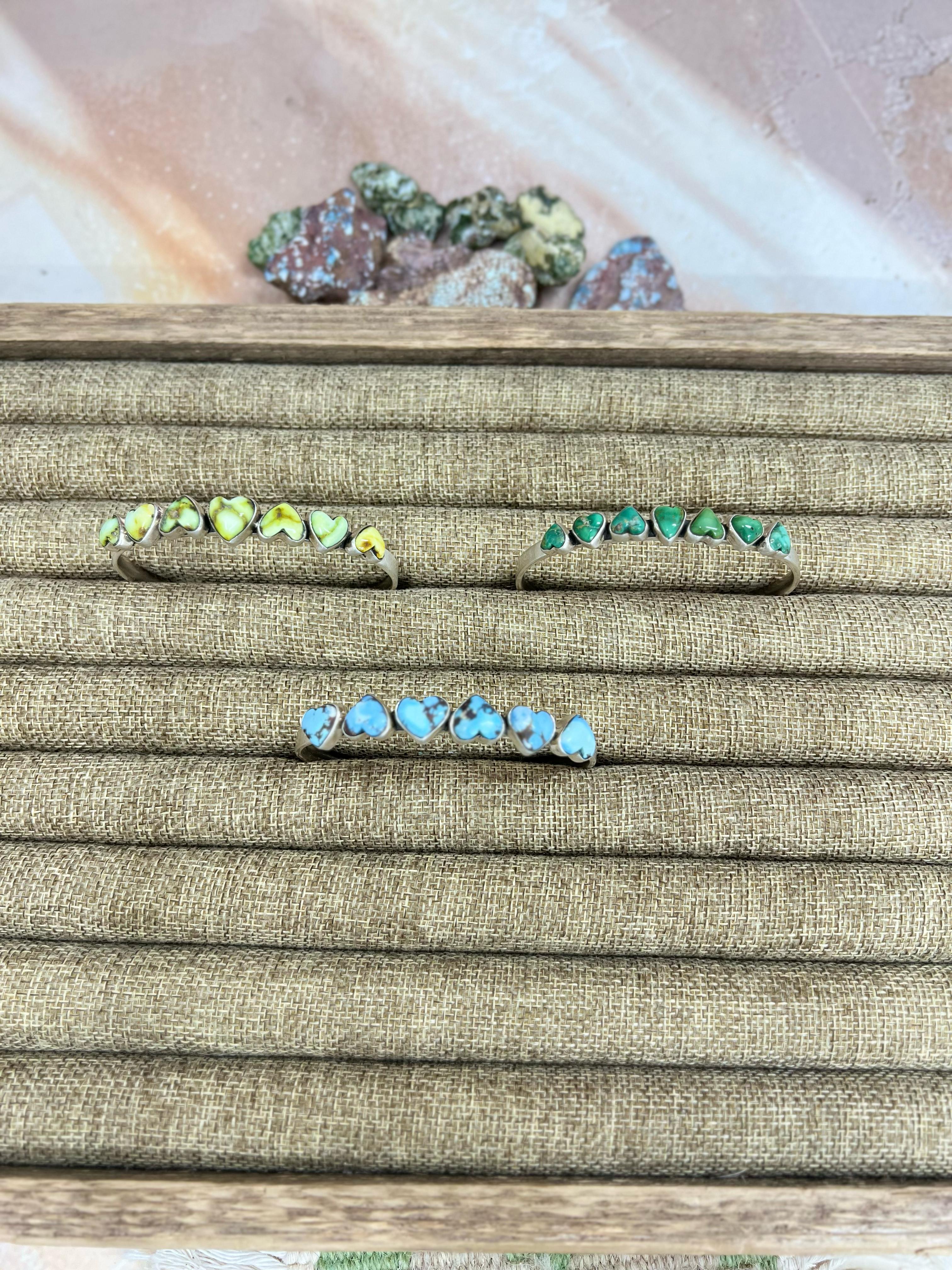 Handmade Sterling Silver Multi Stone Cuff Bracelet with Signed Nizhoni /