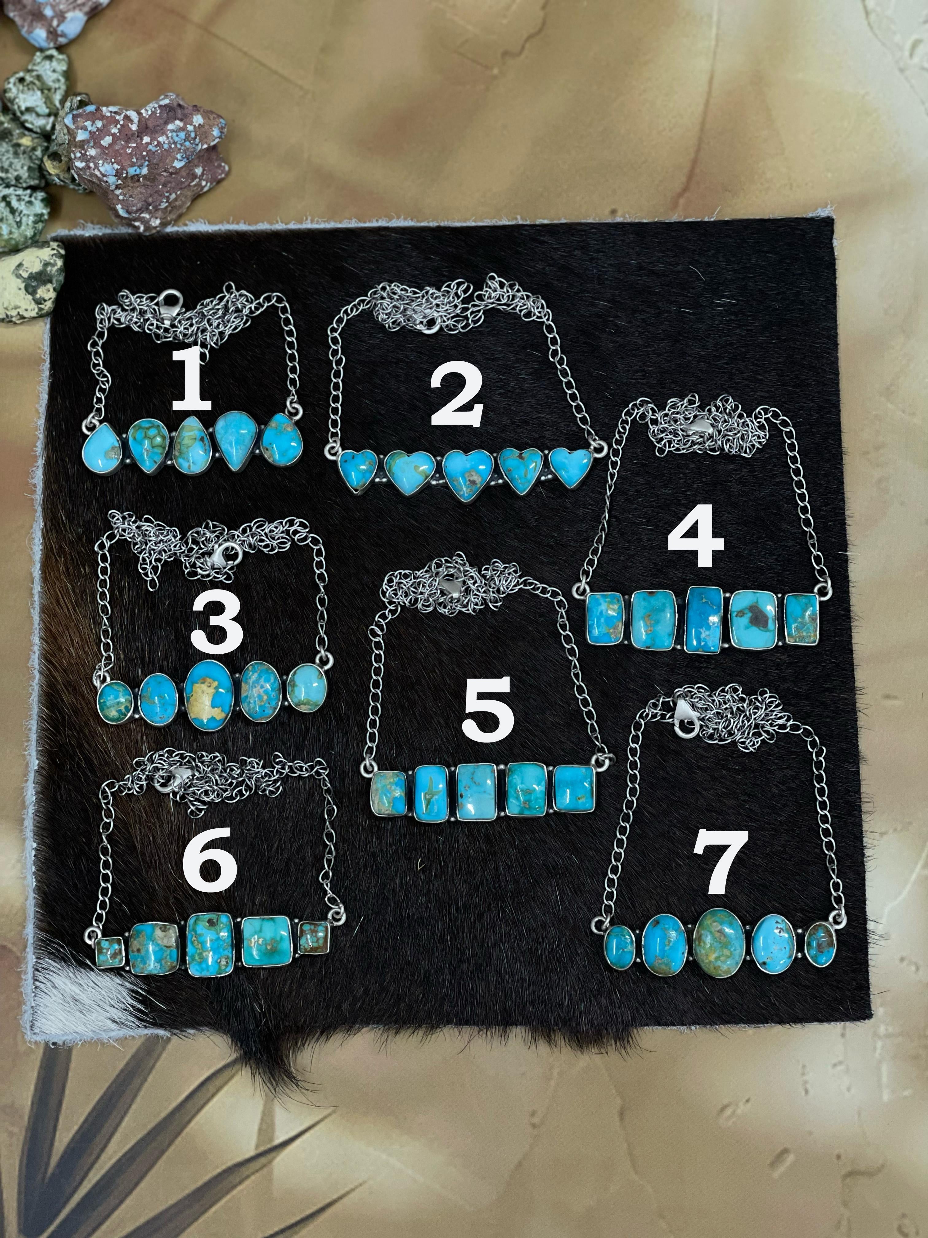 Handmade Sterling Silver South Hill Turquoise Necklace with Signed Nizhoni