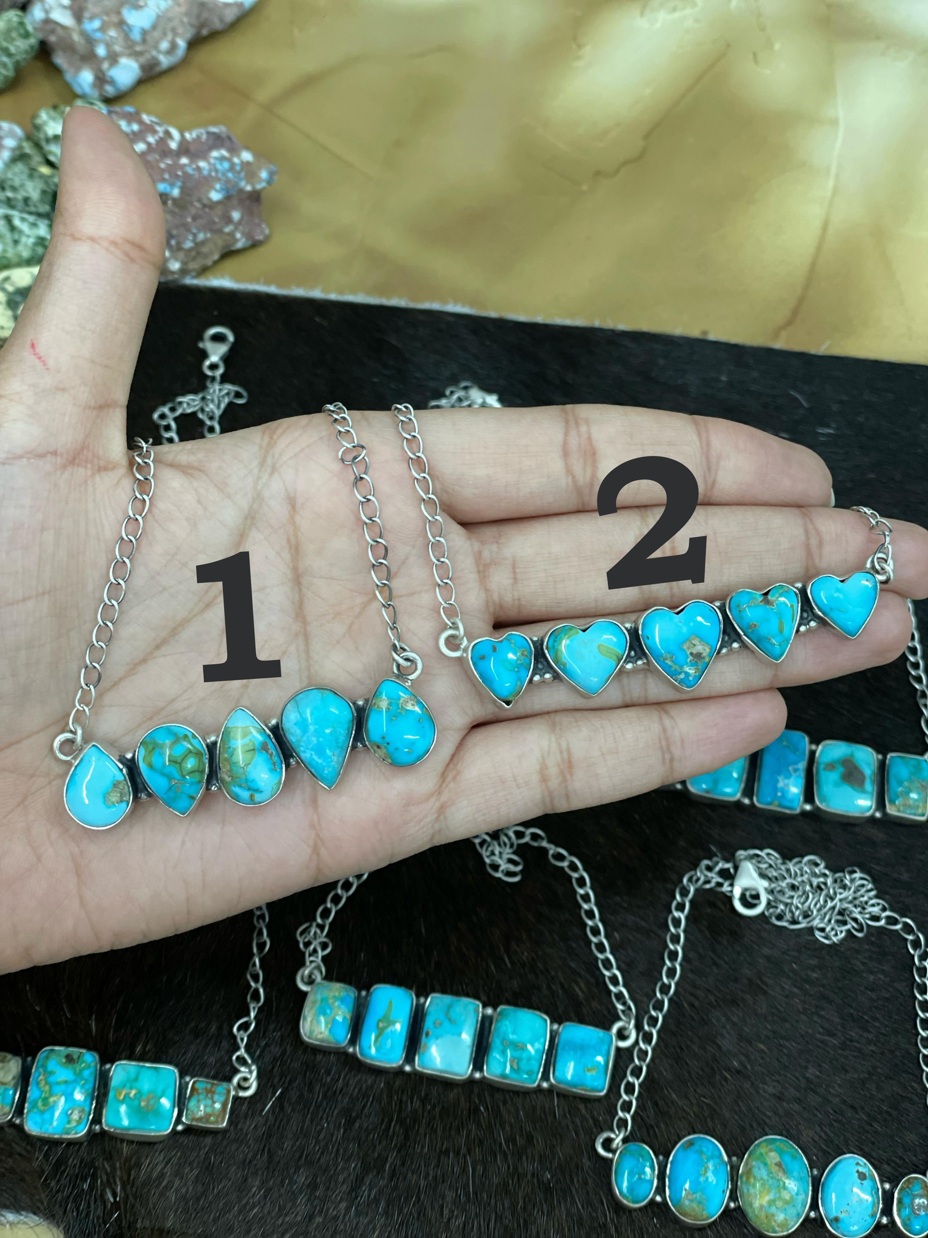 Handmade Sterling Silver South Hill Turquoise Necklace with Signed Nizhoni