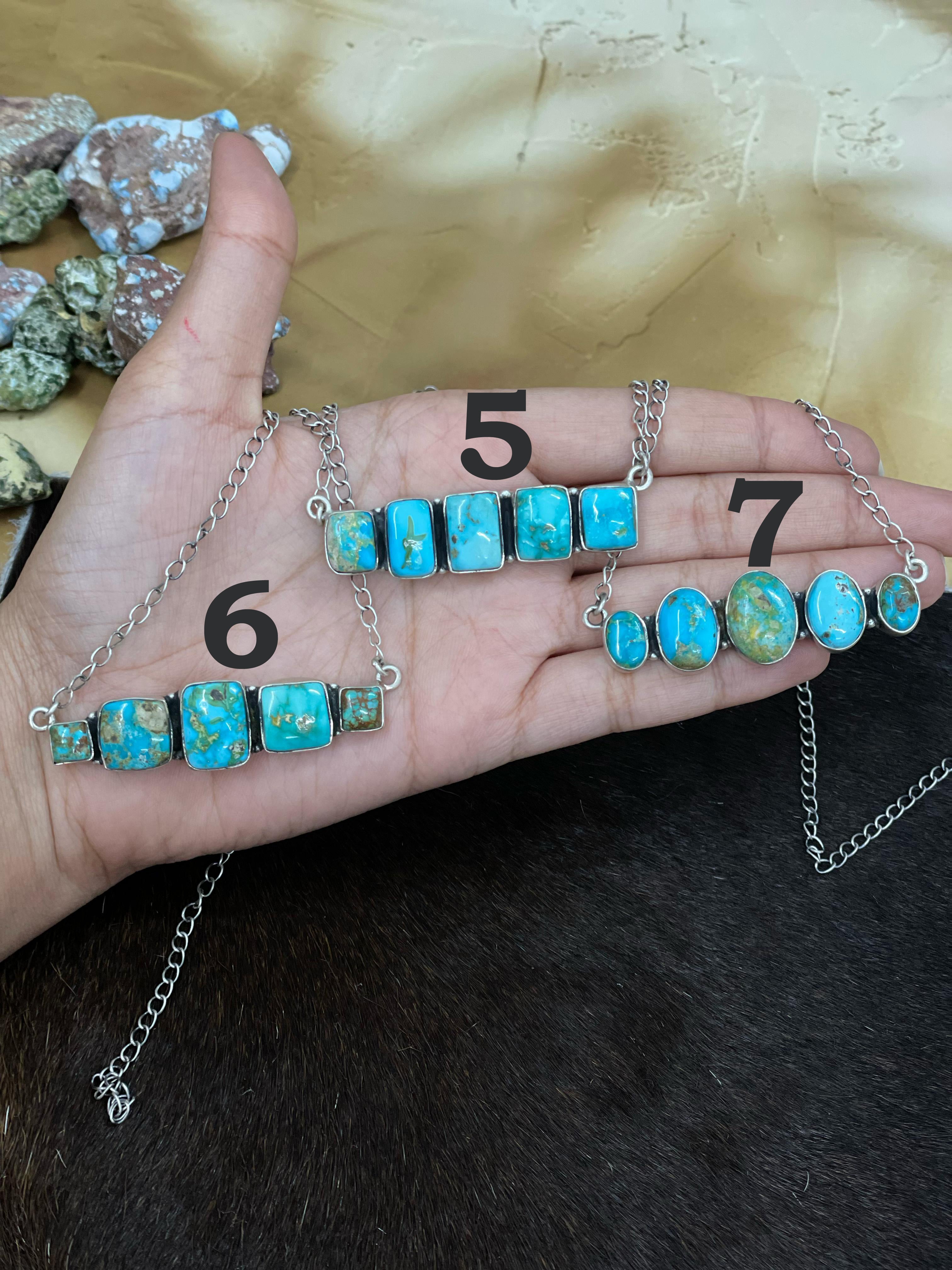 Handmade Sterling Silver South Hill Turquoise Necklace with Signed Nizhoni