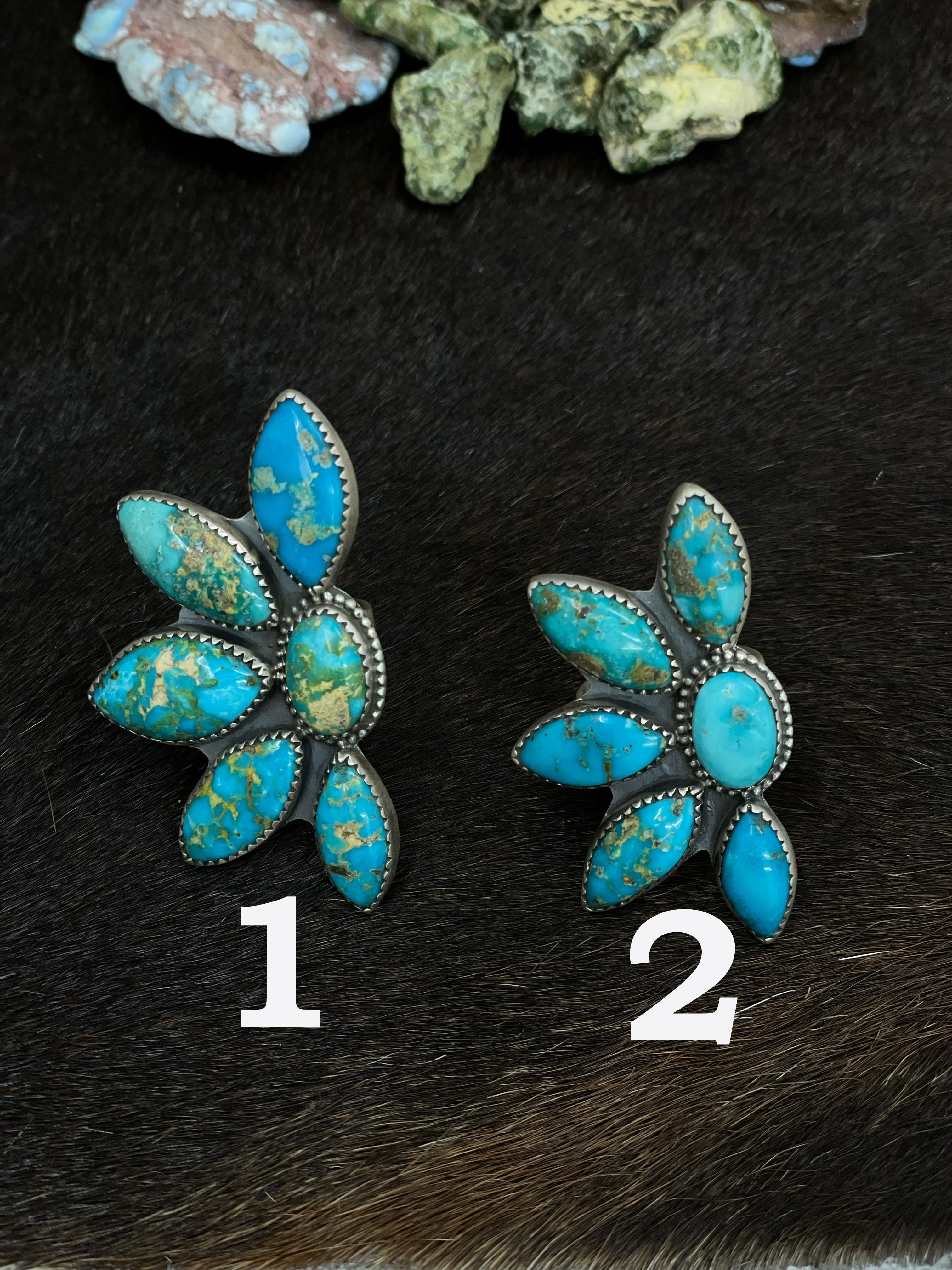 Handmade Sterling Silver South Hill Turquoise Adjustable Ring With Signed Nizhoni