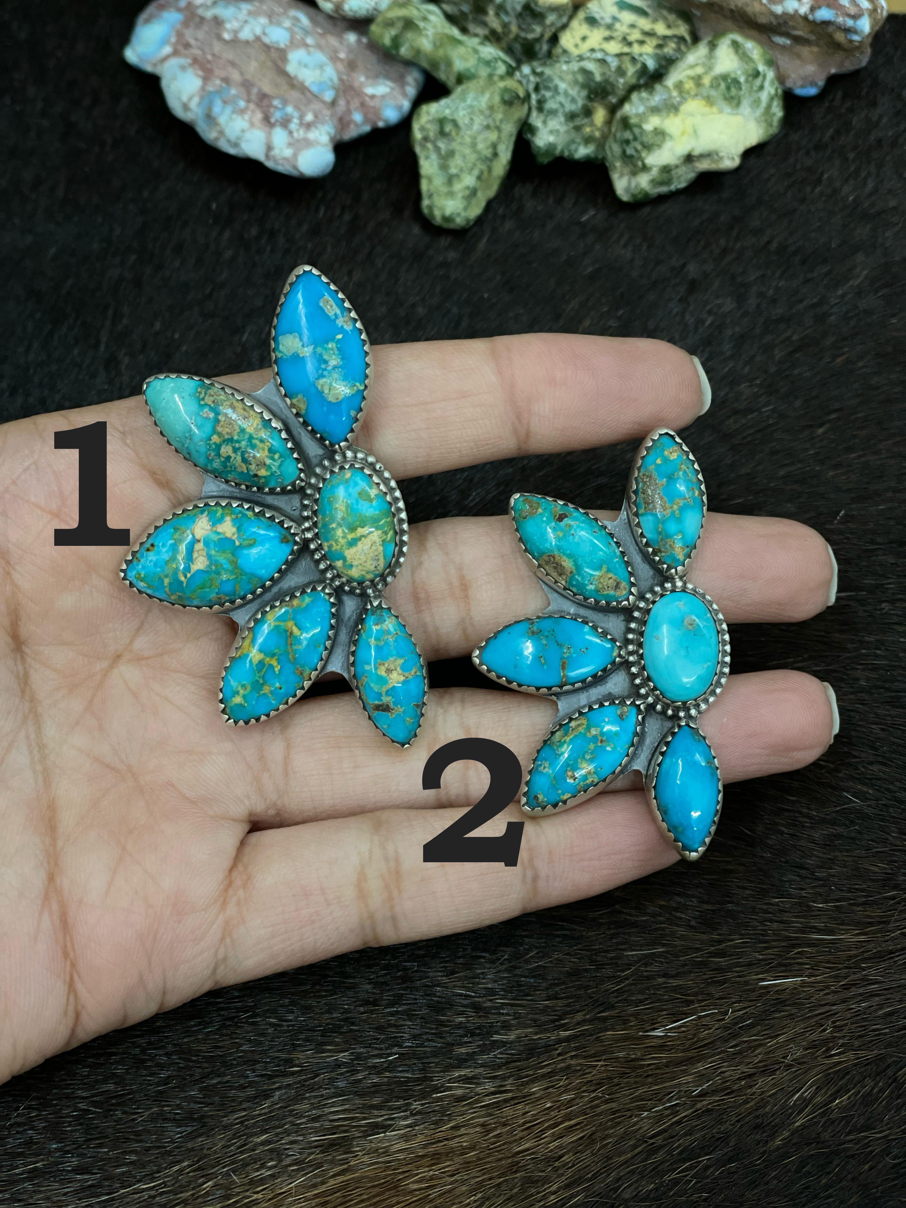 Handmade Sterling Silver South Hill Turquoise Adjustable Ring With Signed Nizhoni