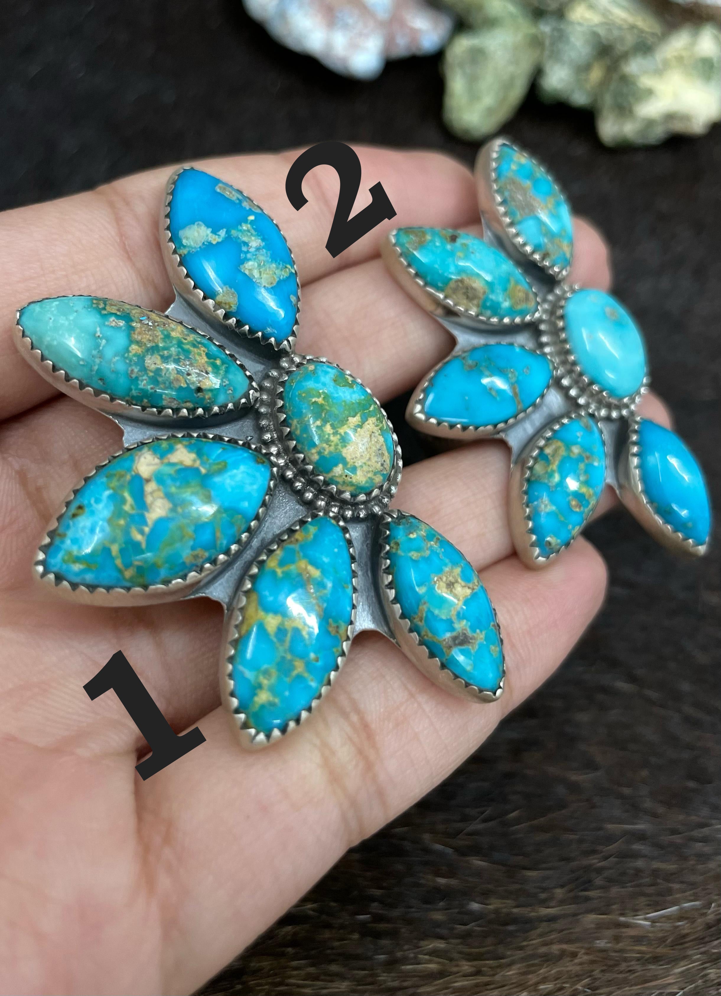 Handmade Sterling Silver South Hill Turquoise Adjustable Ring With Signed Nizhoni