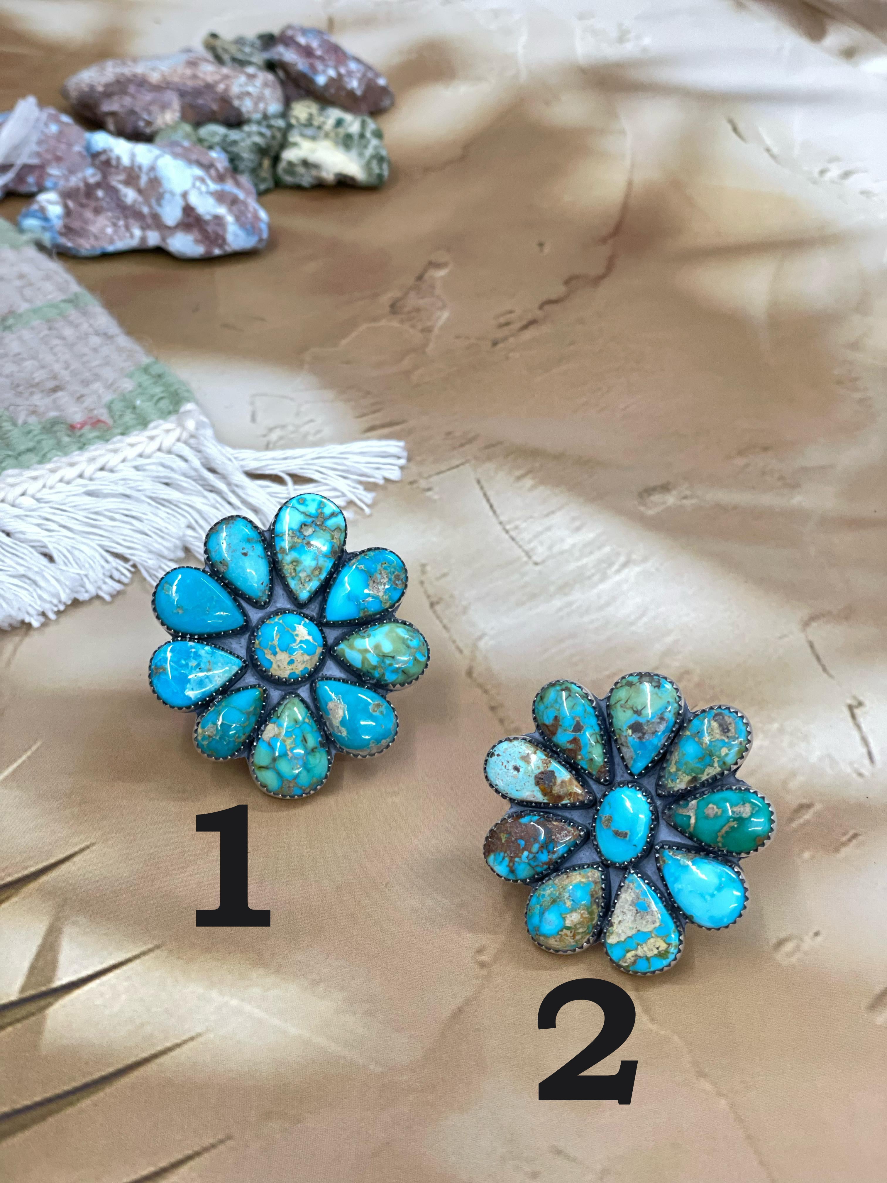 Handmade Sterling Silver South Hill Turquoise Adjustable Ring With Signed Nizhoni