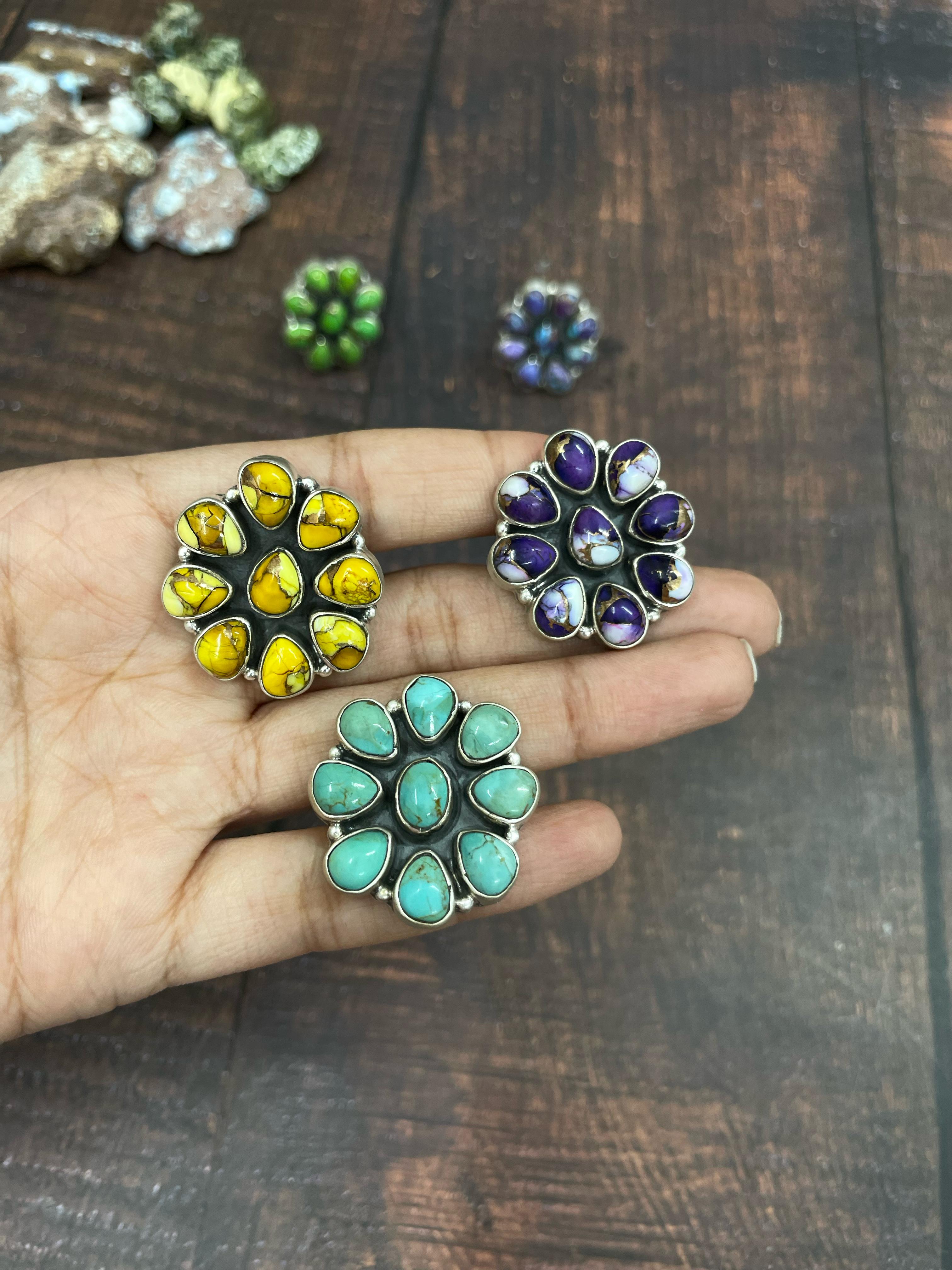 Handmade Sterling Silver Multi Stone Adjustable Ring With Signed Nizhoni