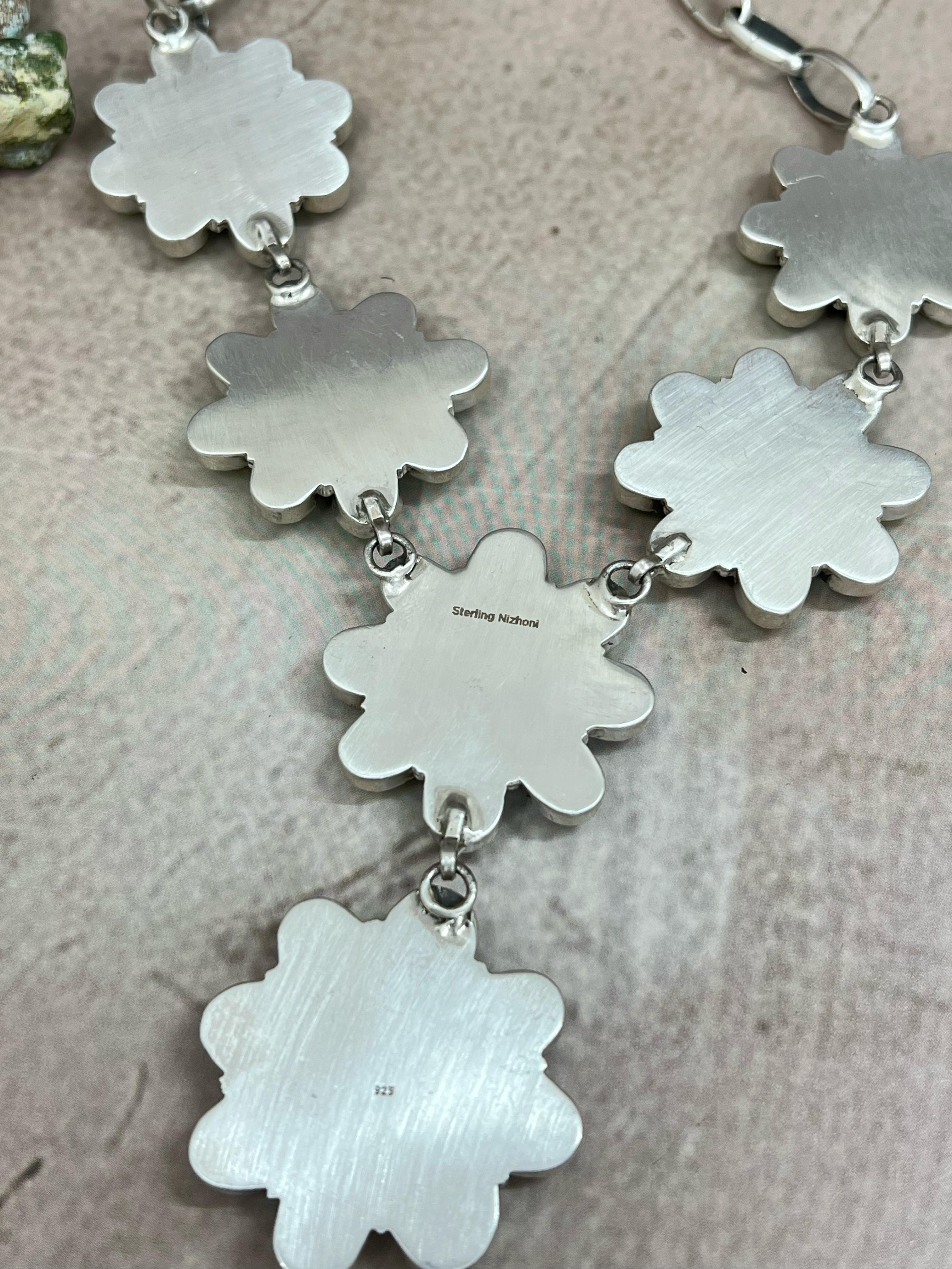 Handmade Sterling Silver Palomino Turquoise Necklace with Signed Nizhoni (h8)