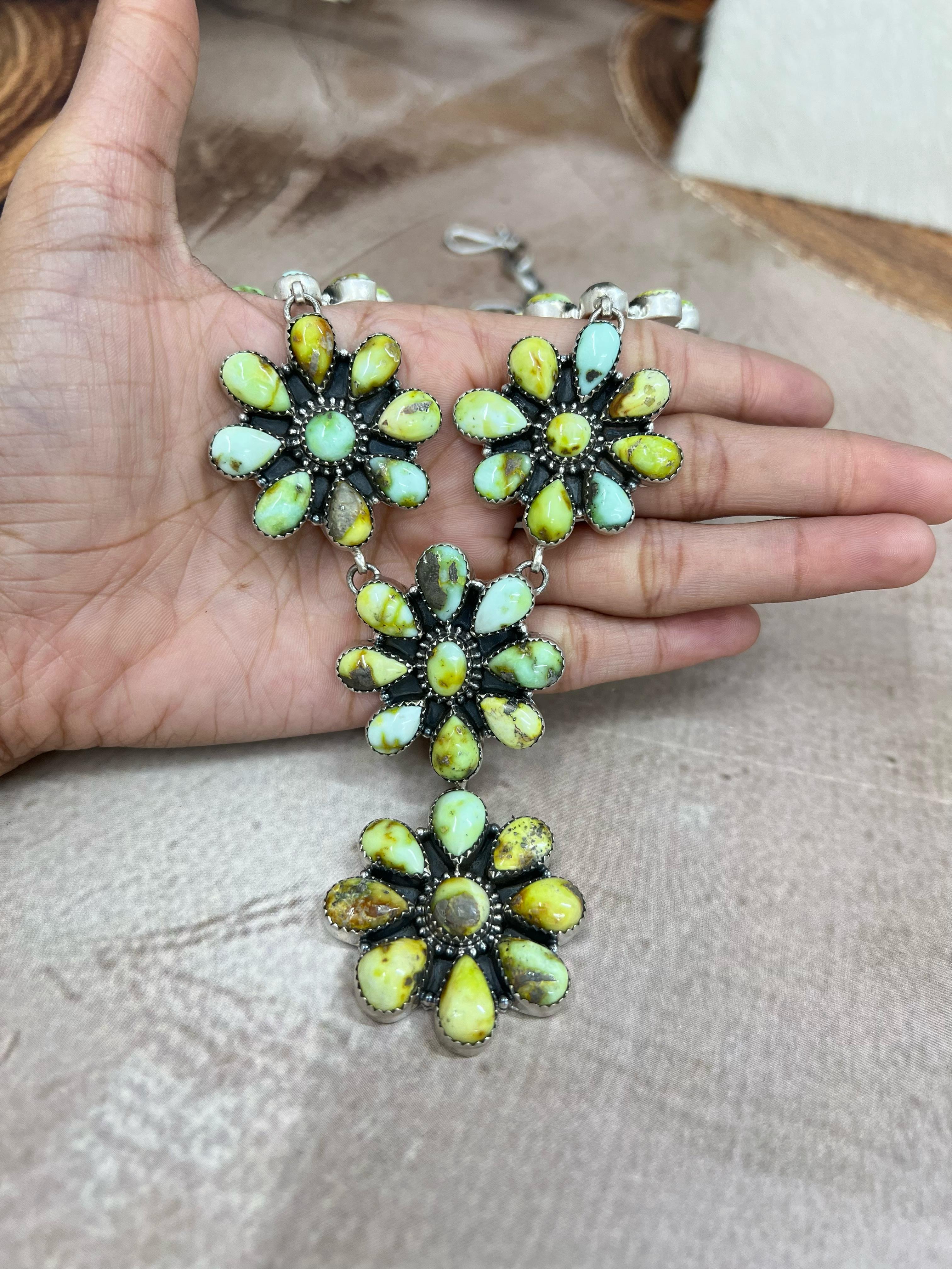 Handmade Sterling Silver Palomino Turquoise Necklace with Signed Nizhoni (h8)