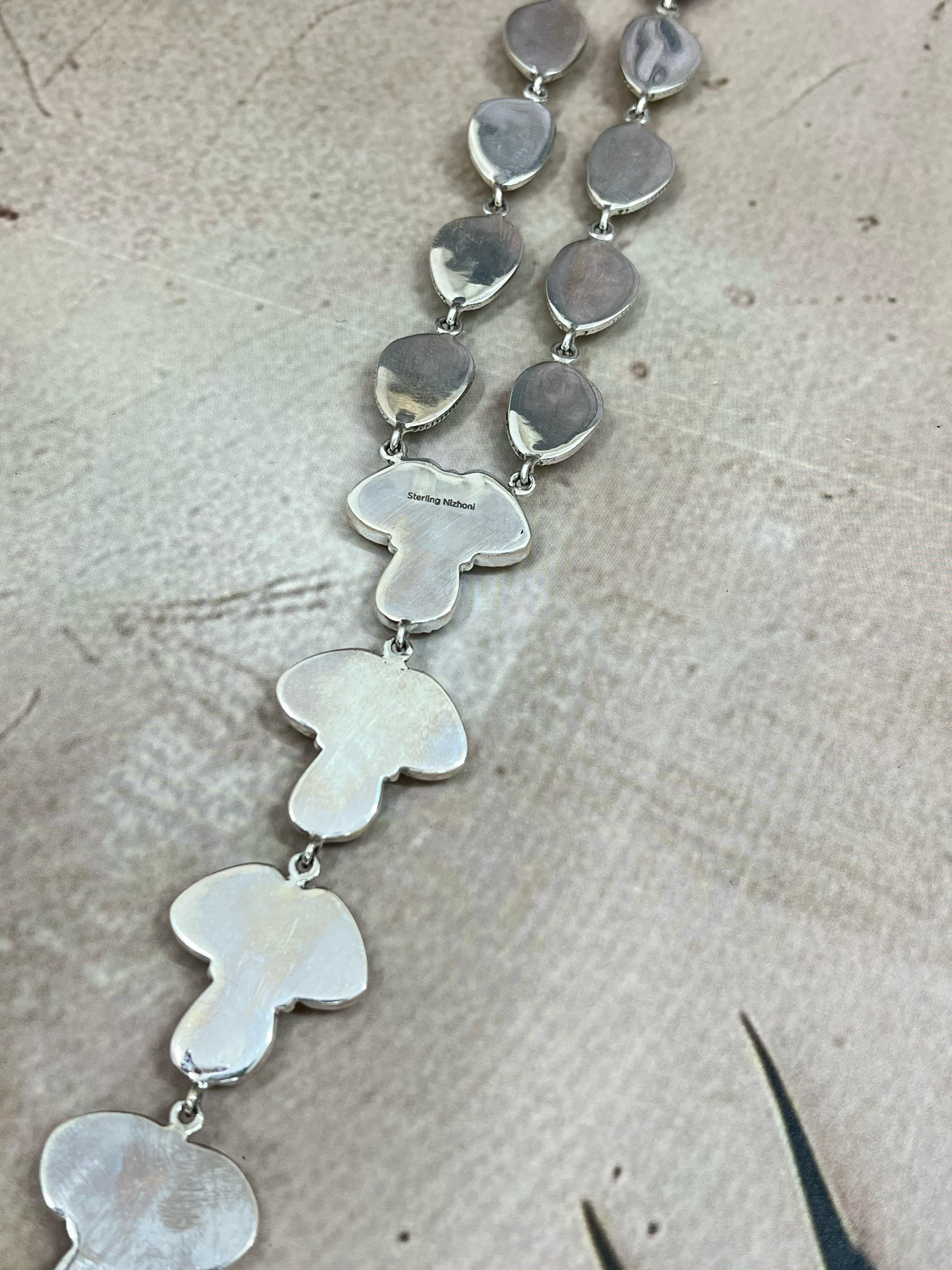 Handmade Sterling Silver Honey Dahlia Necklace with Signed Nizhoni