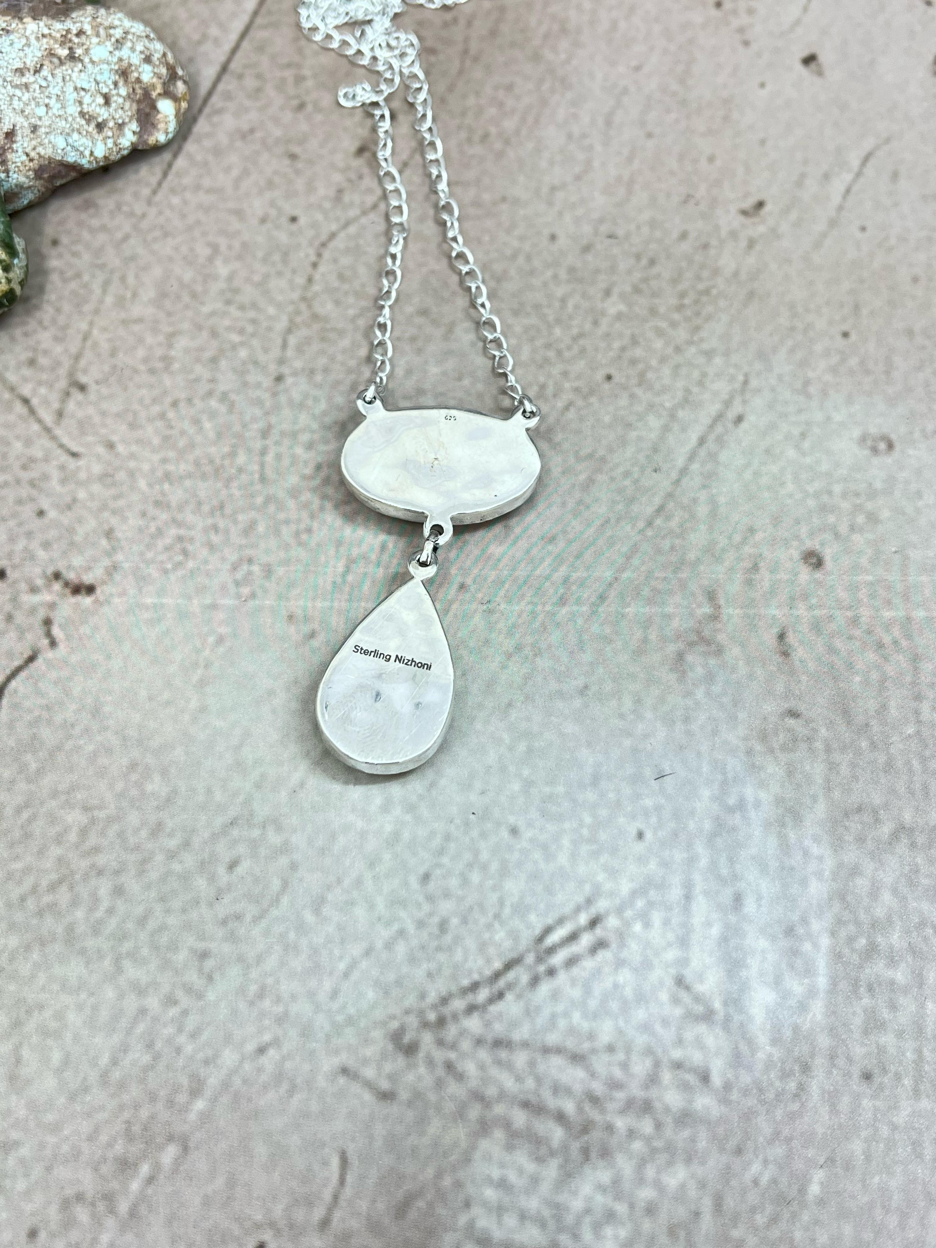 Handmade Sterling Silver Honey Dahlia Necklace with Signed Nizhoni