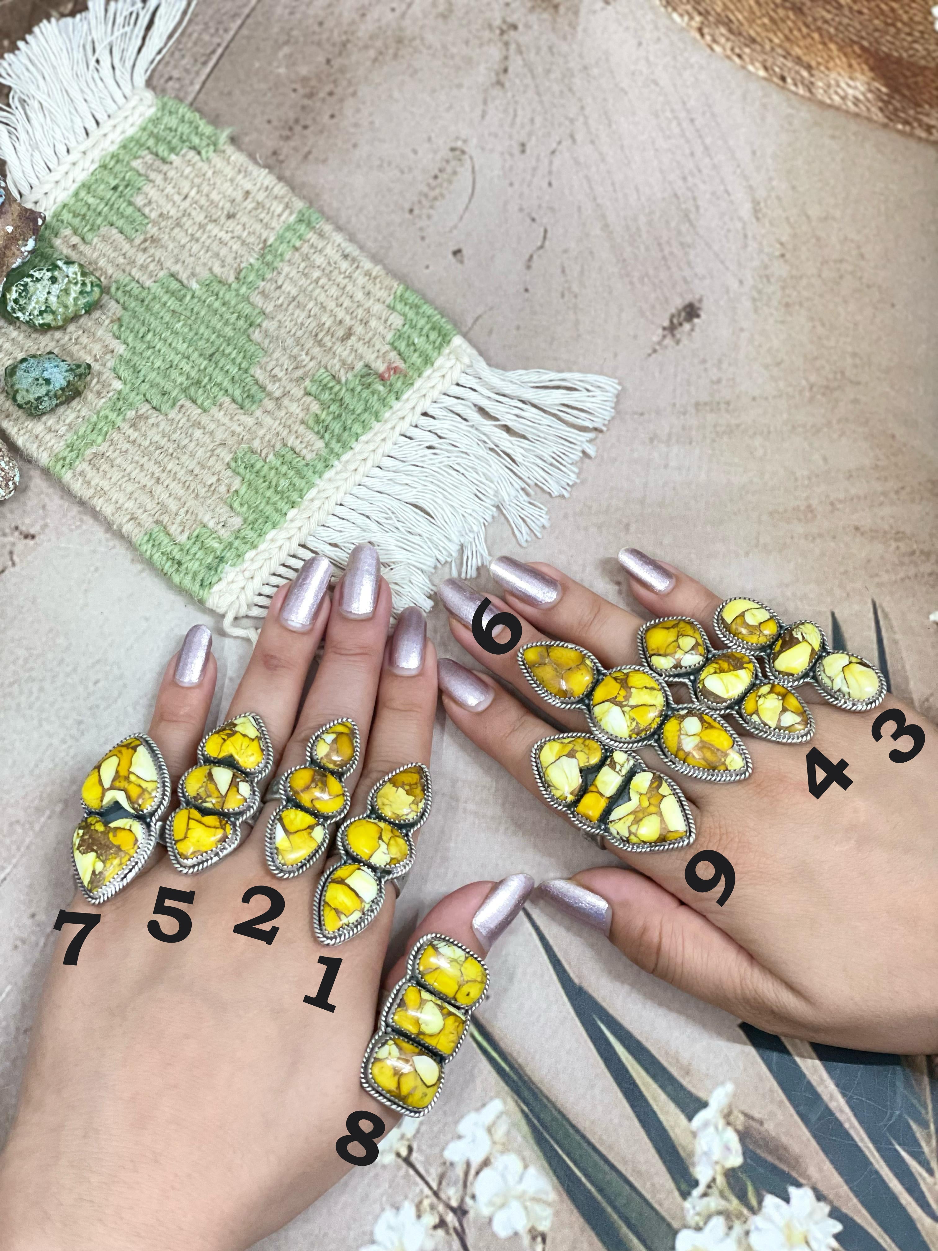 Handmade Sterling Silver Honey Dahlia Adjustable Ring, Signed Nizhoni