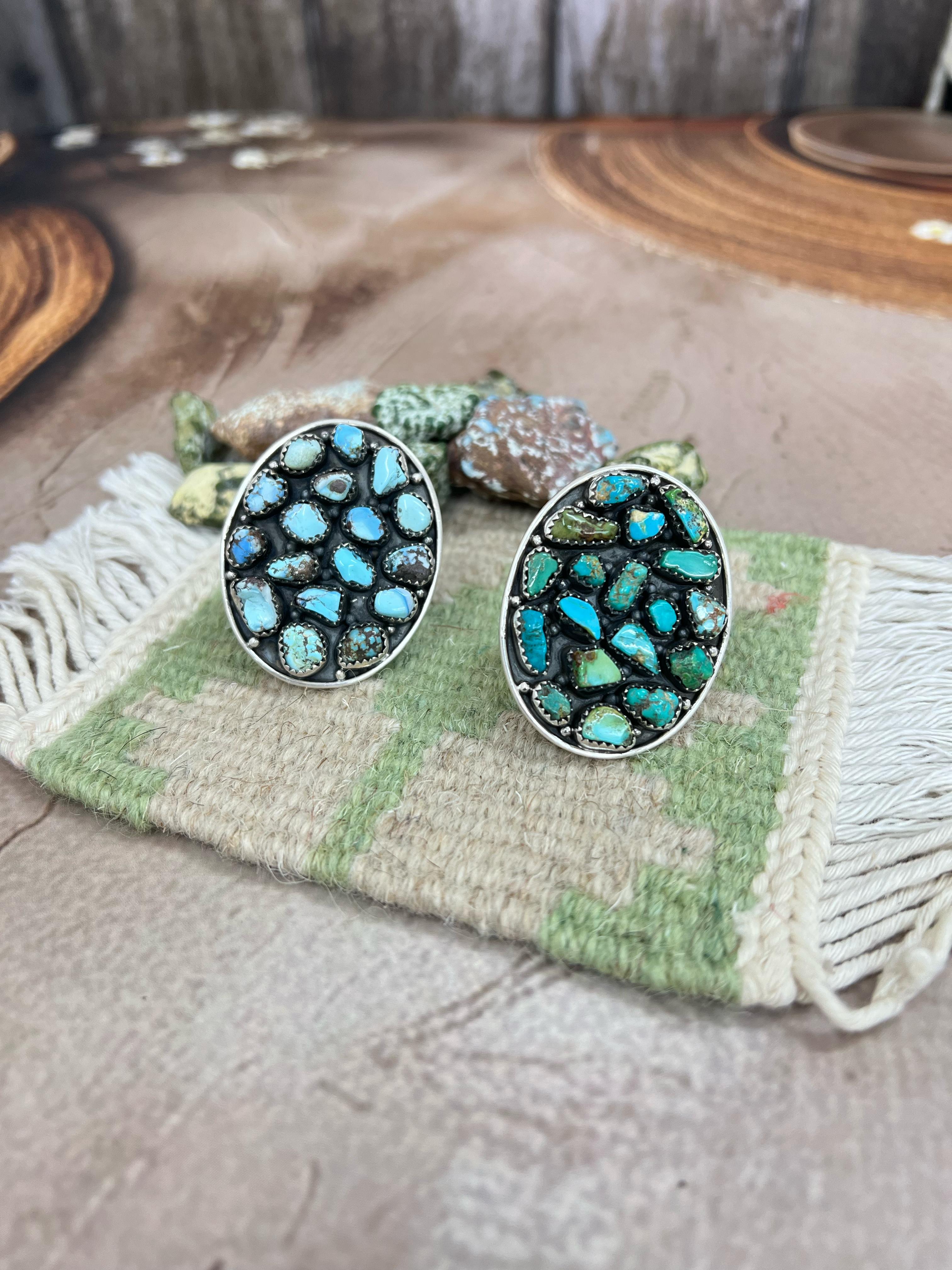 Handmade Sterling Silver Golden Hill Turquoise, Sonoran Mountain Turquoise Adjustable Ring, Signed Nizhoni