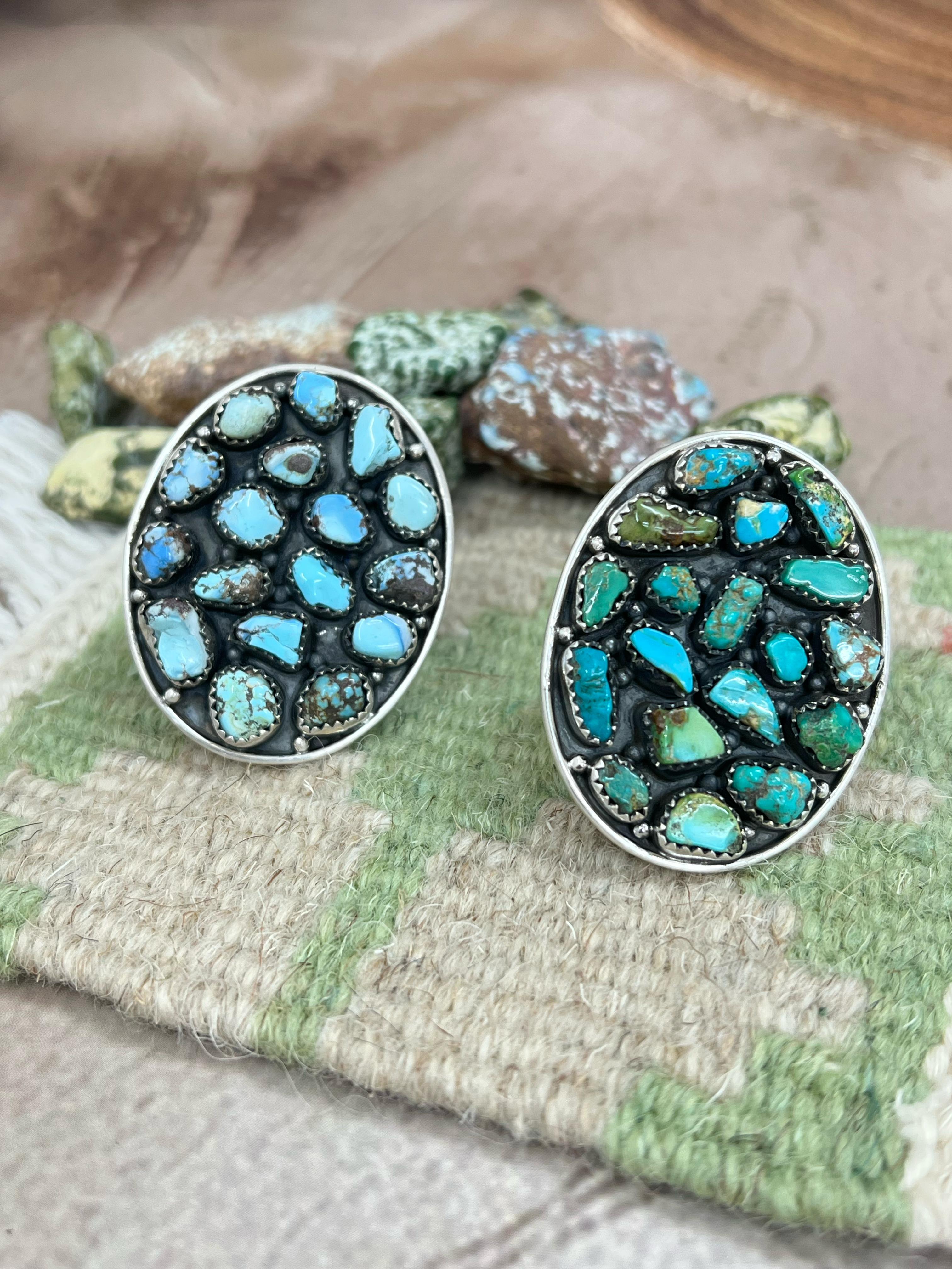 Handmade Sterling Silver Golden Hill Turquoise, Sonoran Mountain Turquoise Adjustable Ring, Signed Nizhoni