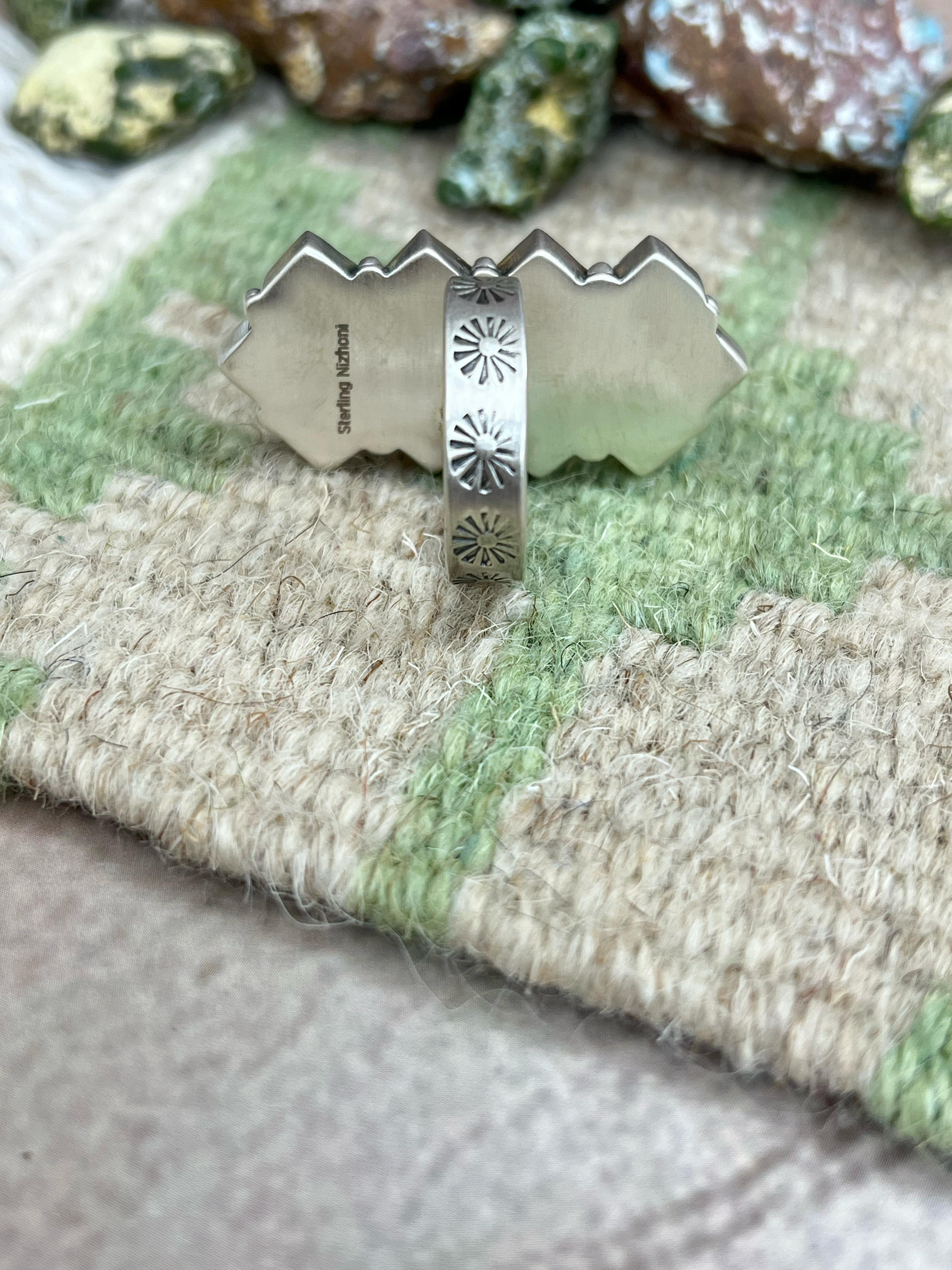 Handmade Sterling Silver Honey Dahlia Adjustable Ring with Signed Nizhoni