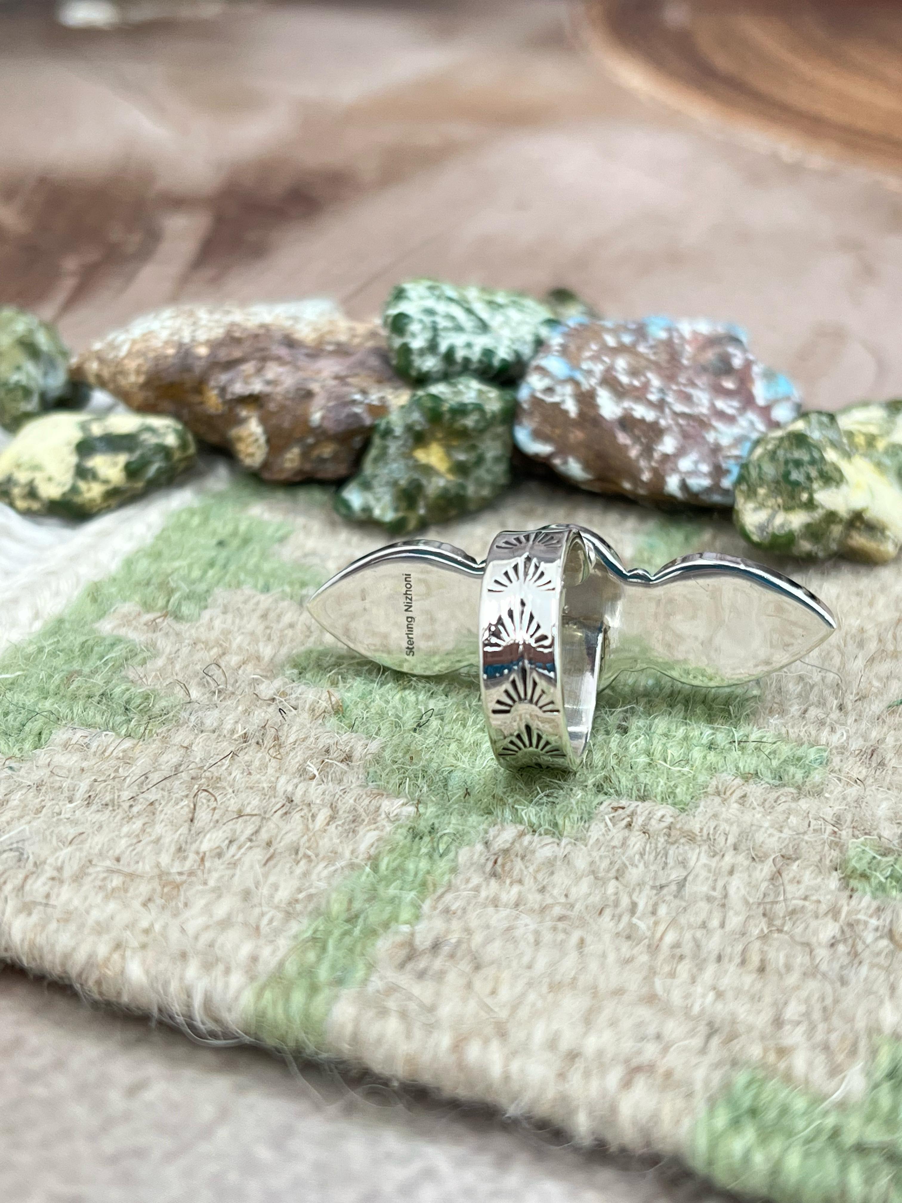 Handmade Sterling Silver Honey Dahlia Adjustable Ring with Signed Nizhoni