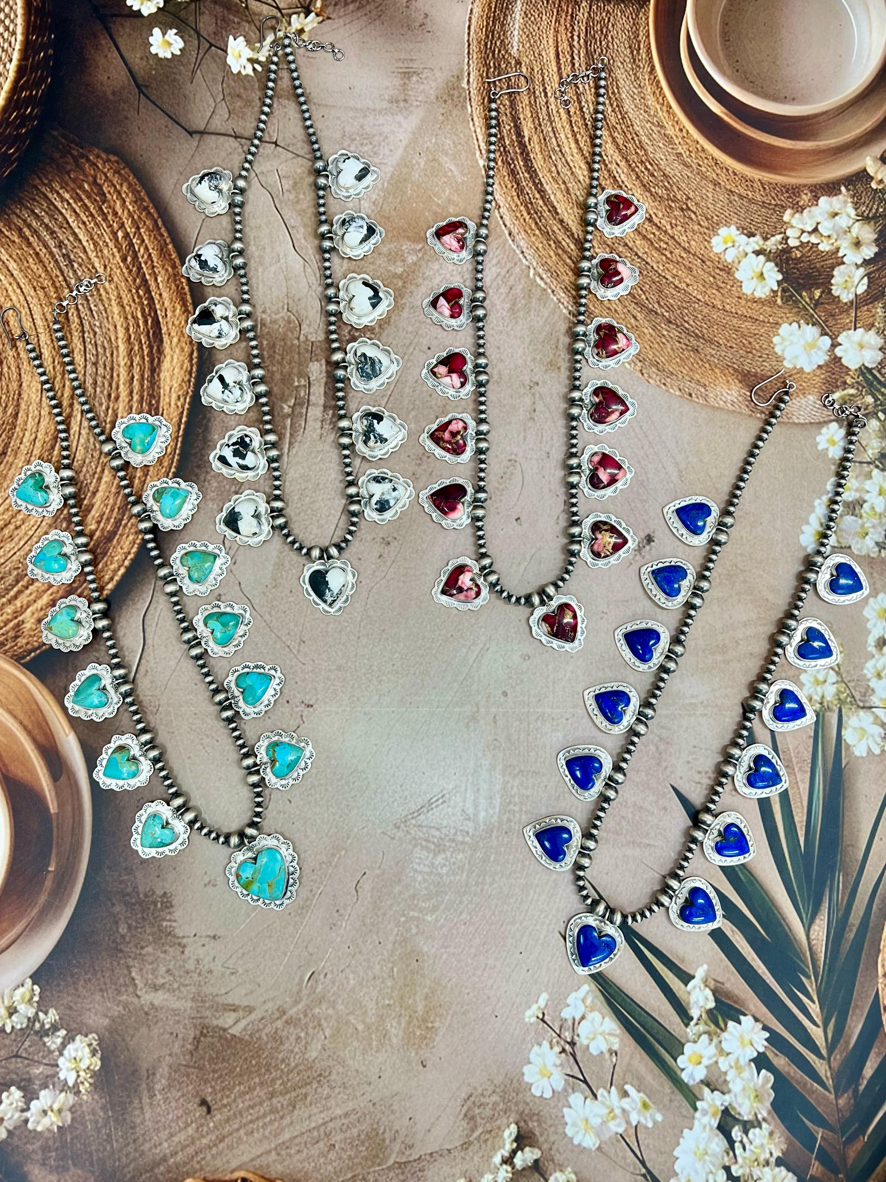 Handmade Sterling Silver Multi Stone Necklace with Signed Nizhoni