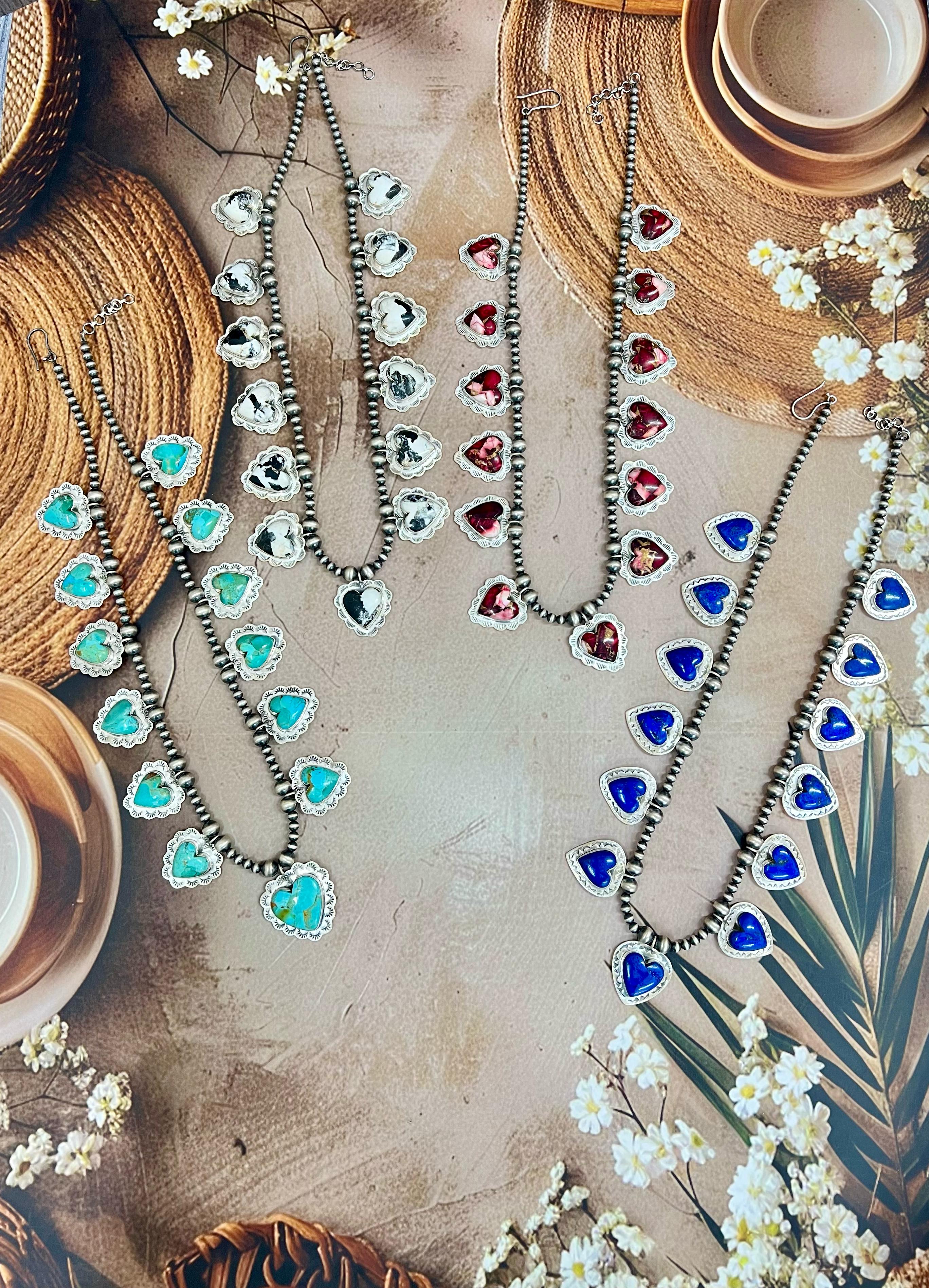 Handmade Sterling Silver Multi Stone Necklace with Signed Nizhoni