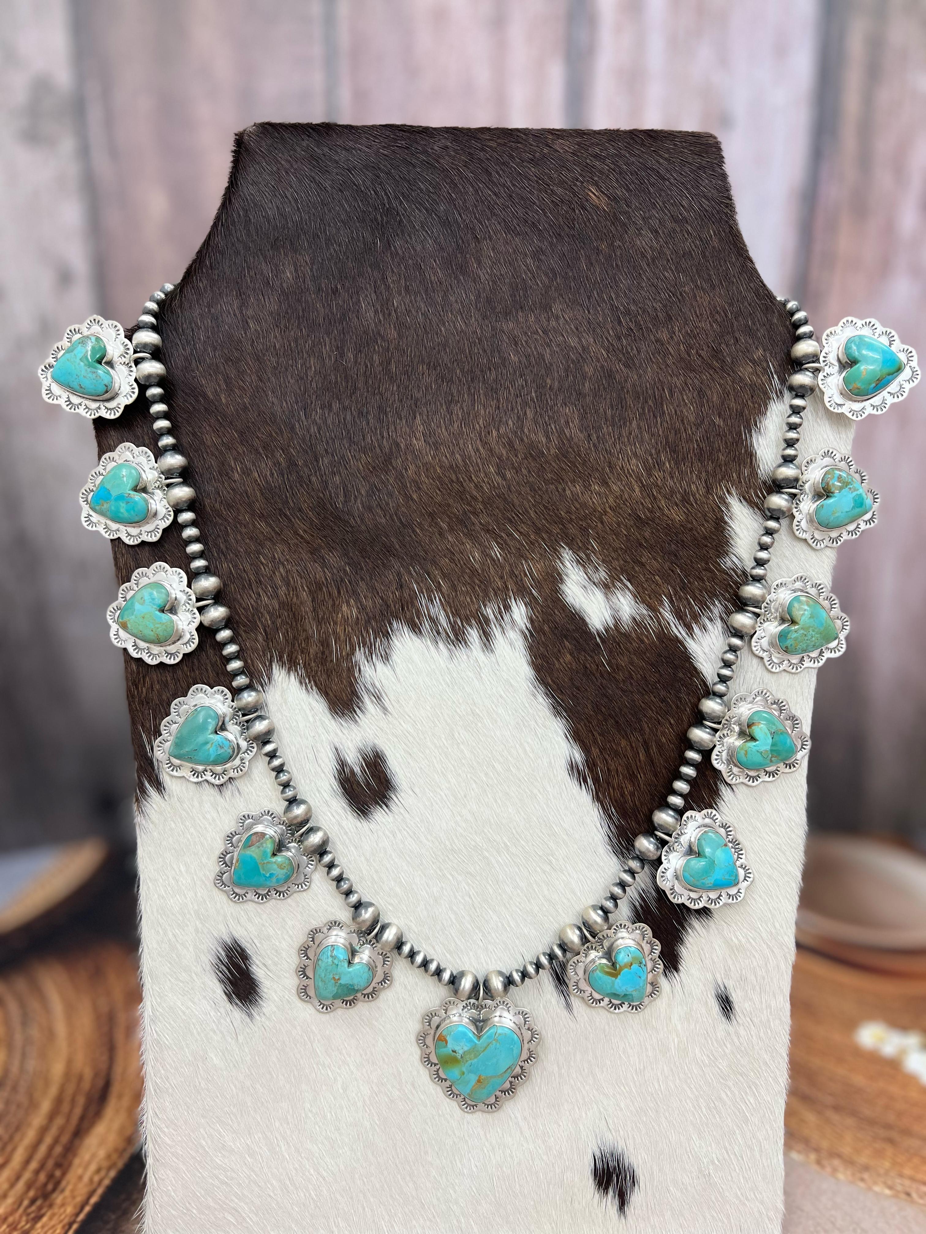 Handmade Sterling Silver Multi Stone Necklace with Signed Nizhoni