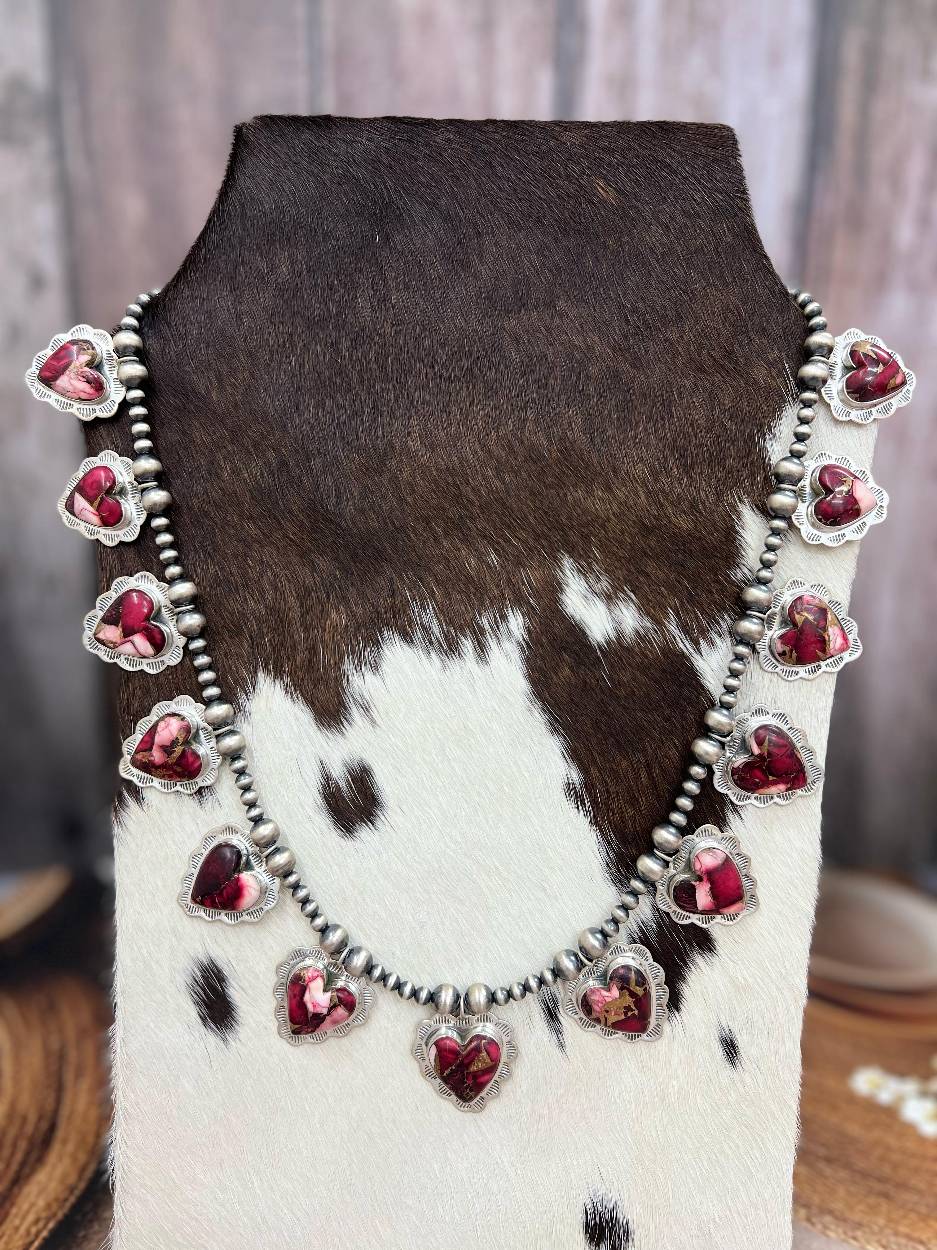 Handmade Sterling Silver Multi Stone Necklace with Signed Nizhoni