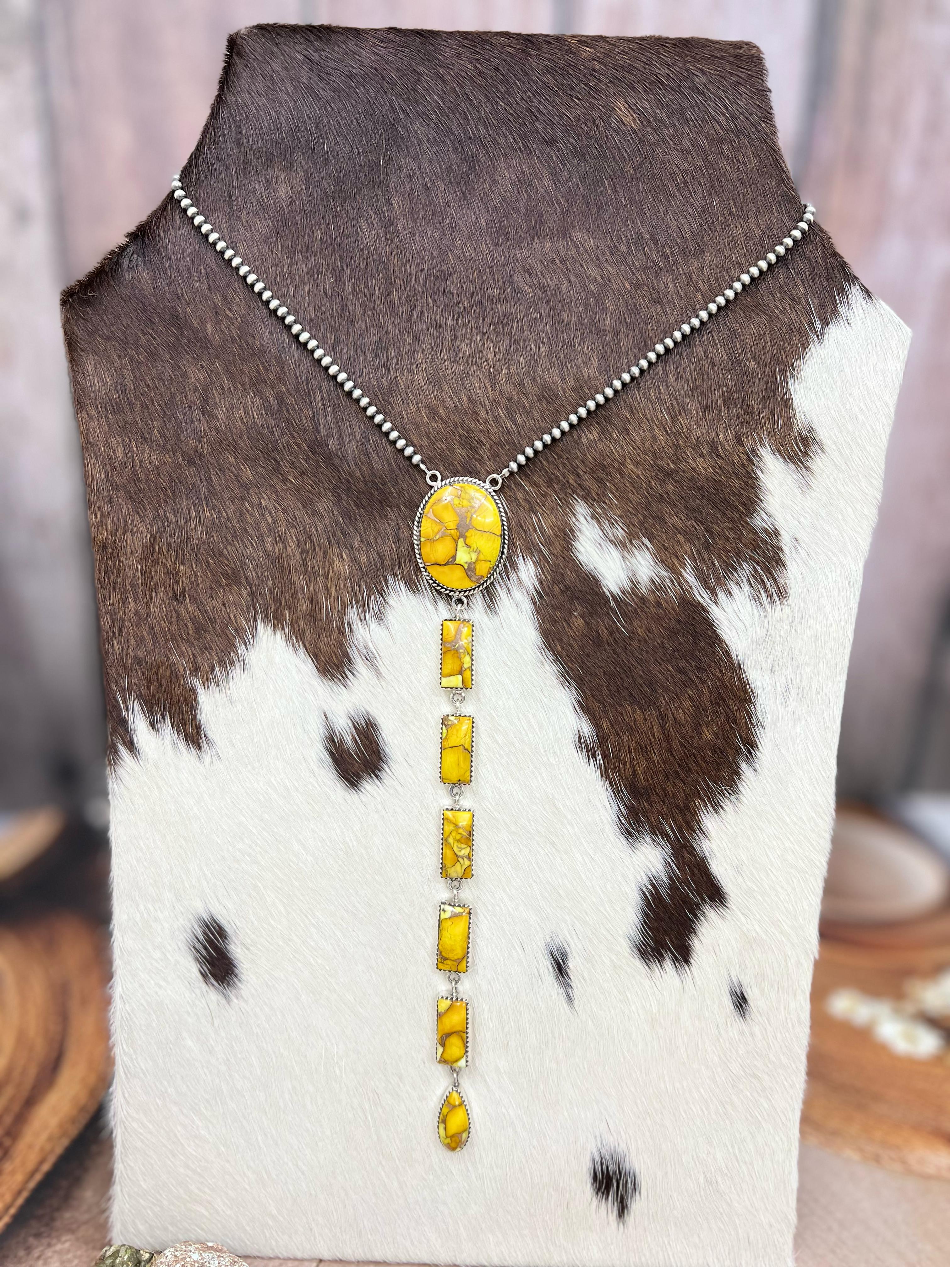 Handmade Sterling Silver Honey Dahlia Necklace with Signed Nizhoni