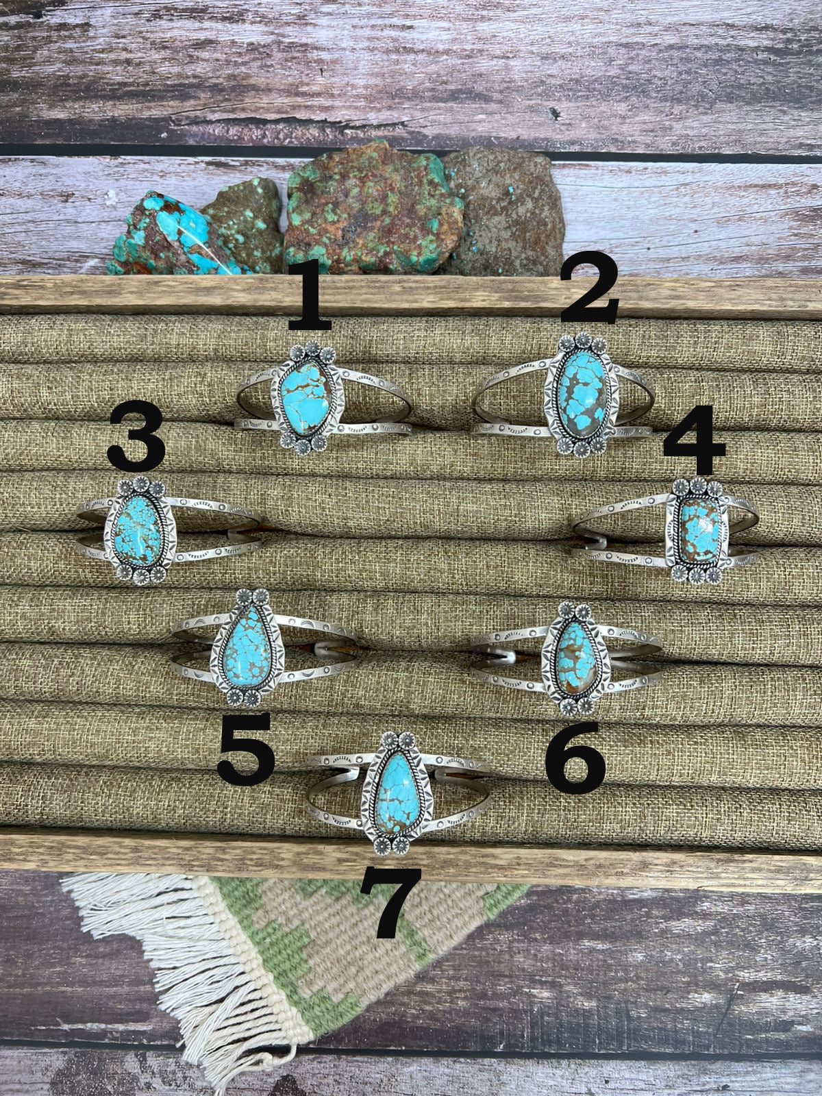 Handmade Sterling Silver Number 8 Turquoise Cuff Bracelet with Signed Nizhoni