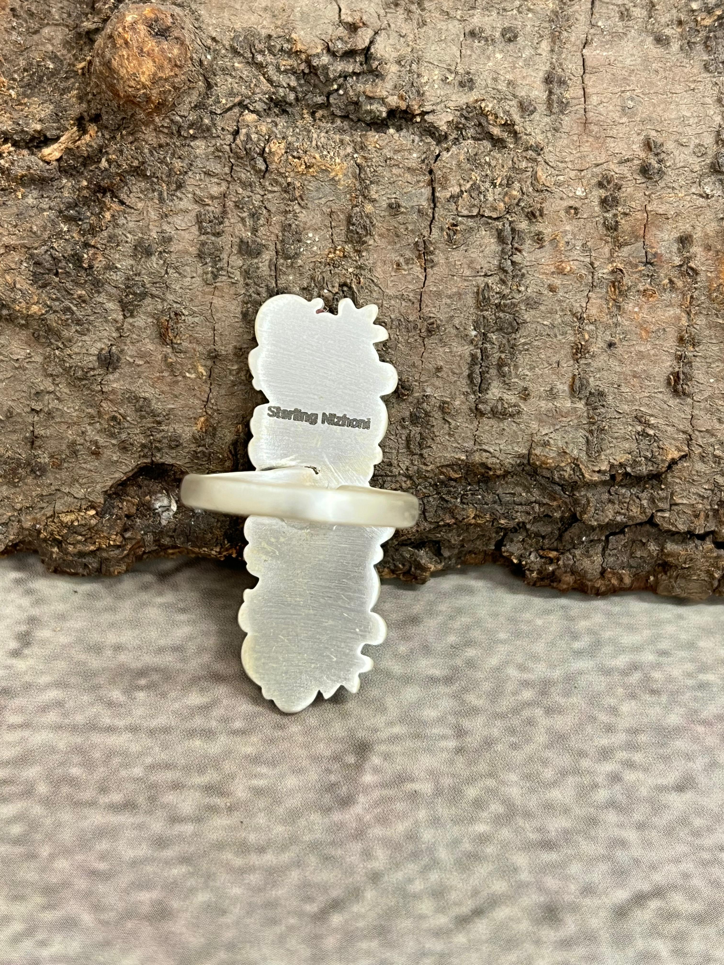 Handmade Sterling Silver Honey Dahlia Adjustable Ring with Signed Nizhoni