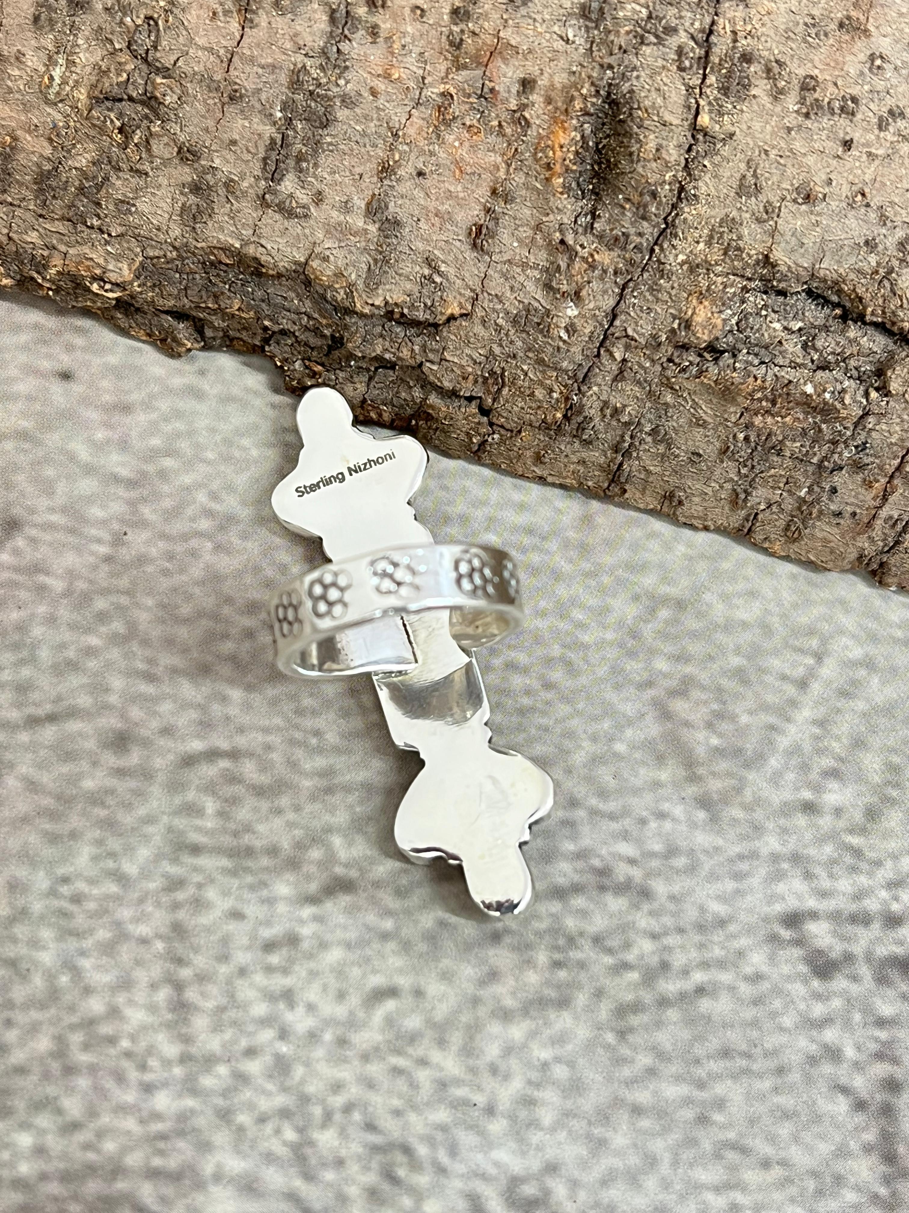 Handmade Sterling Silver Honey Dahlia Adjustable Ring with Signed Nizhoni