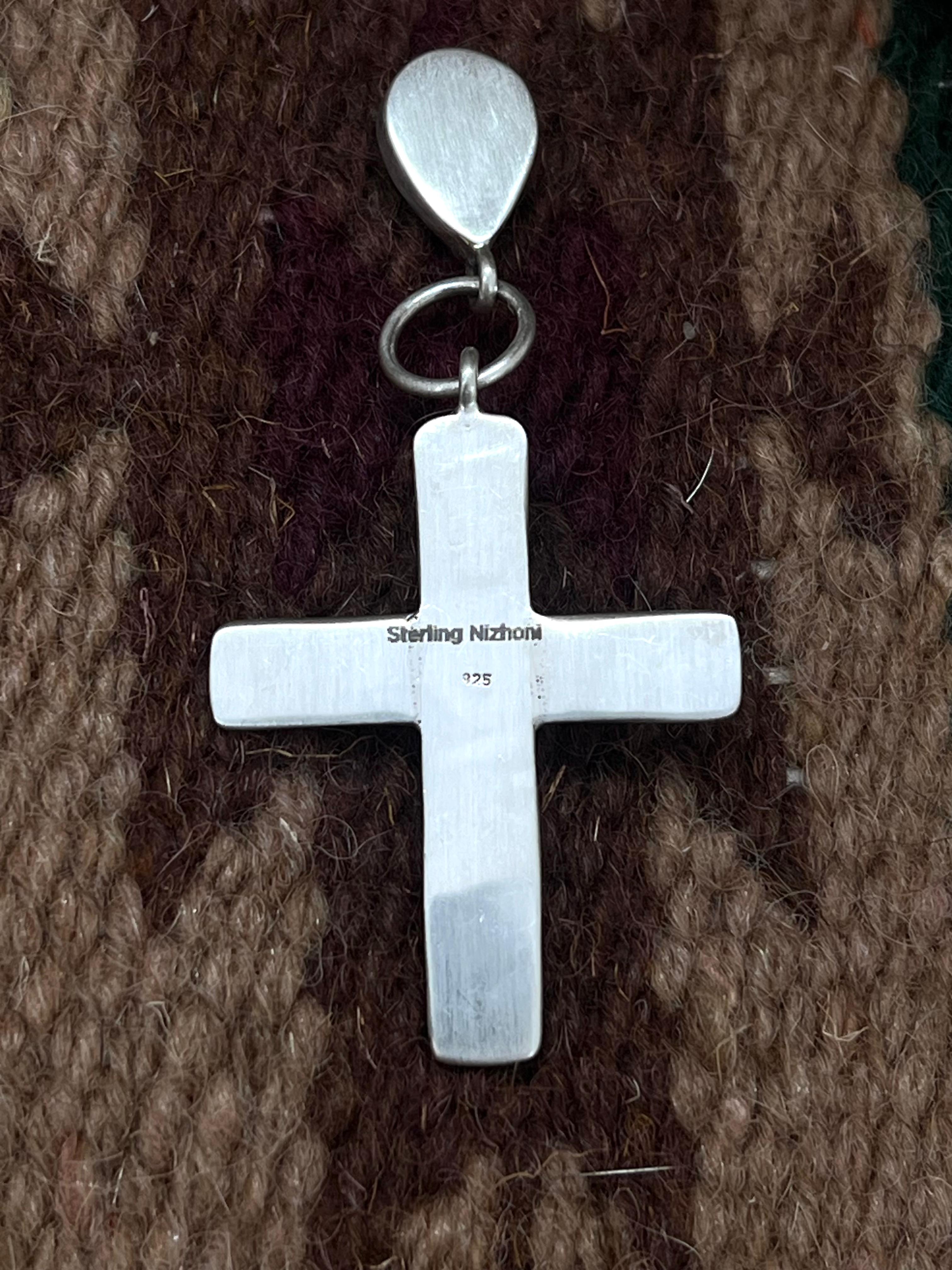 Handmade Sterling Silver Golden Hills Turquoise with Kingman Turquoise Pendant with Signed Nizhoni