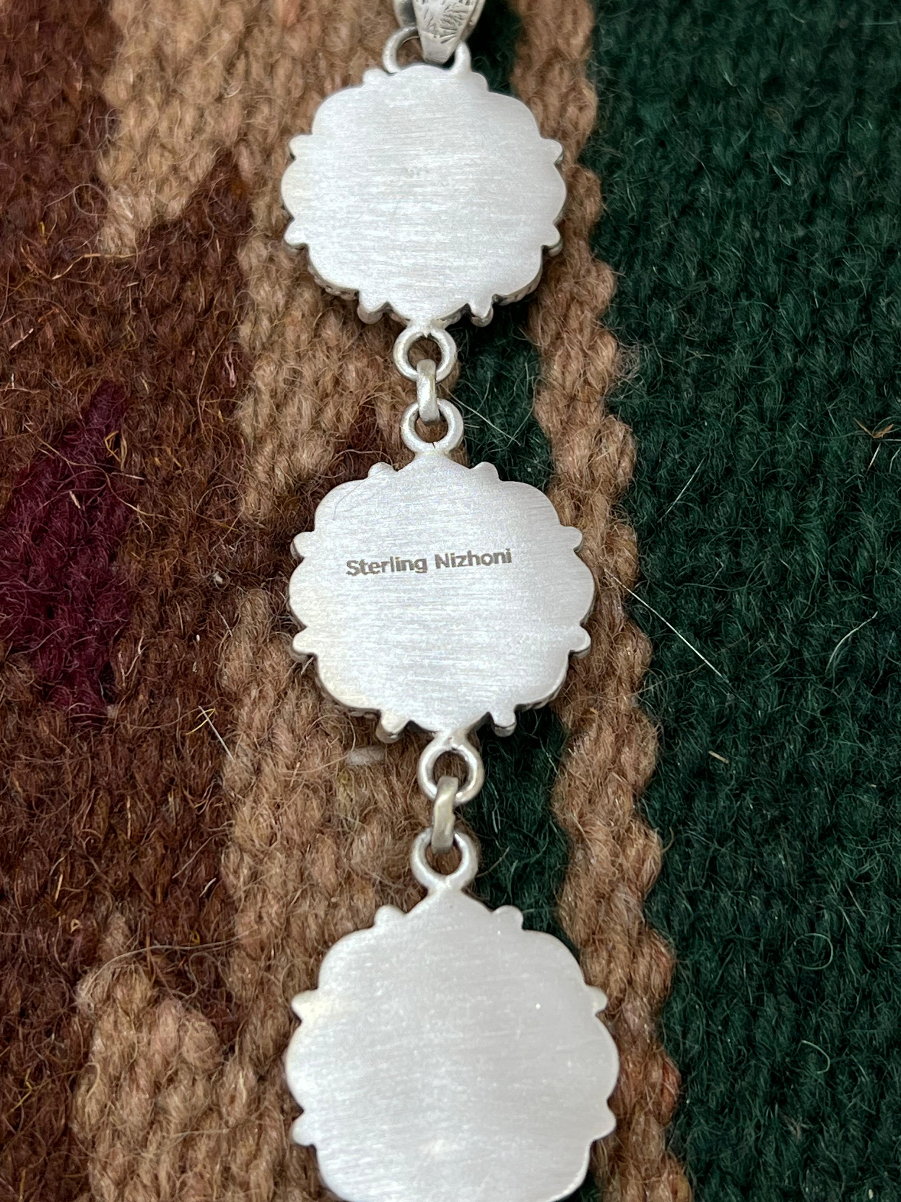 Handmade Sterling Silver Kingman Turquoise Pendant with Signed Nizhoni