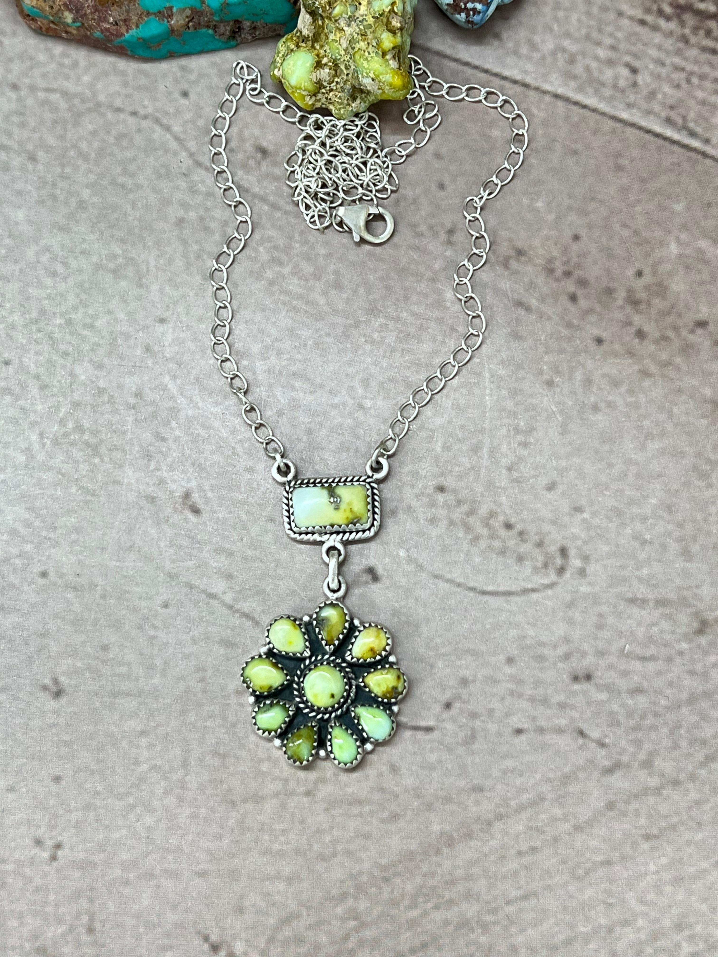 Handmade Sterling Silver Palomino Turquoise Necklace with Signed Nizhoni (7)