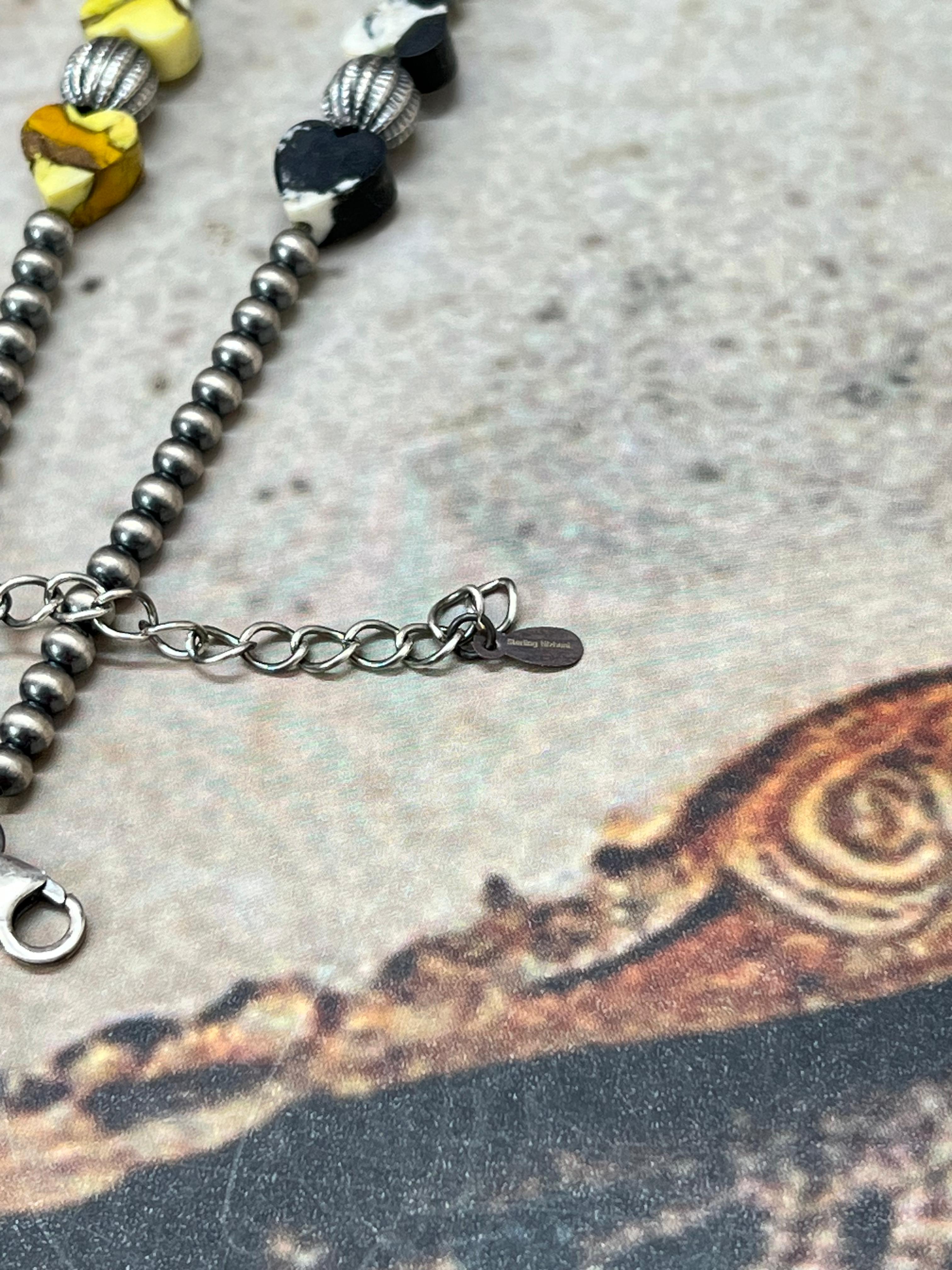 Handmade Sterling Silver Multi Stone Bracelet with Signed Nizhoni