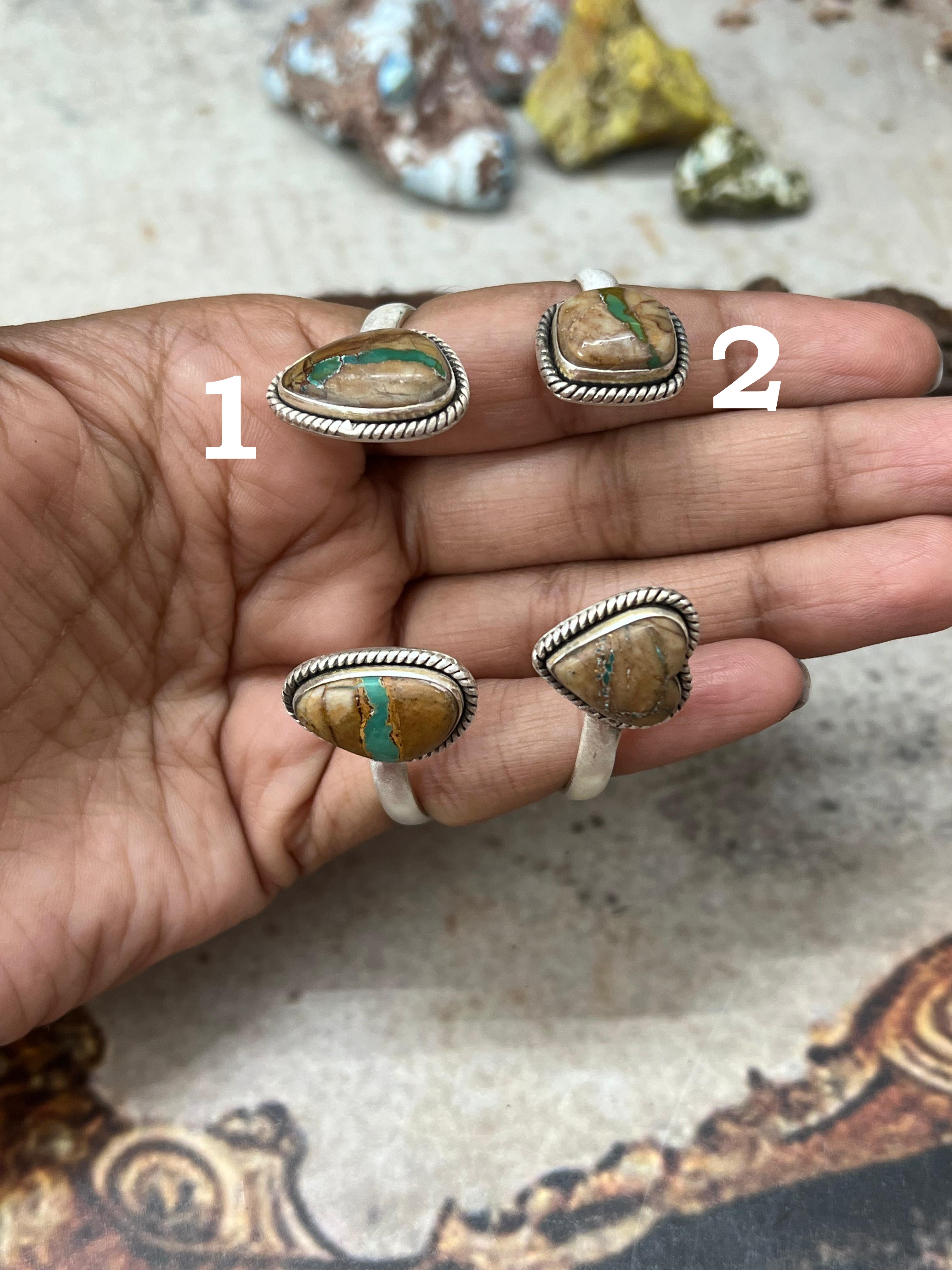 Handmade Sterling Silver Royston Ribbon Turquoise Bracelet with Signed Nizhoni