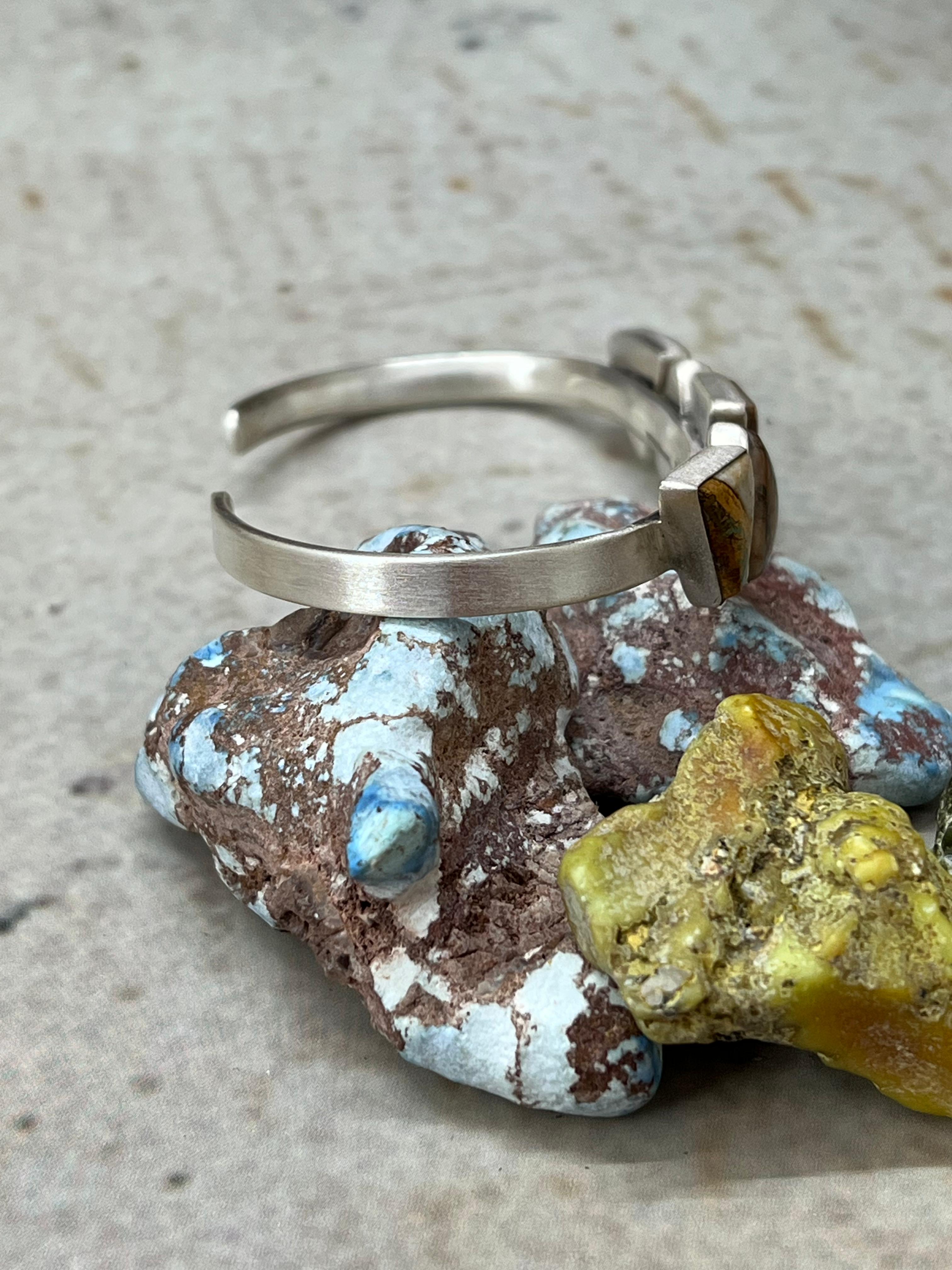 Handmade Sterling Silver Royston Ribbon Turquoise Bracelet with Signed Nizhoni