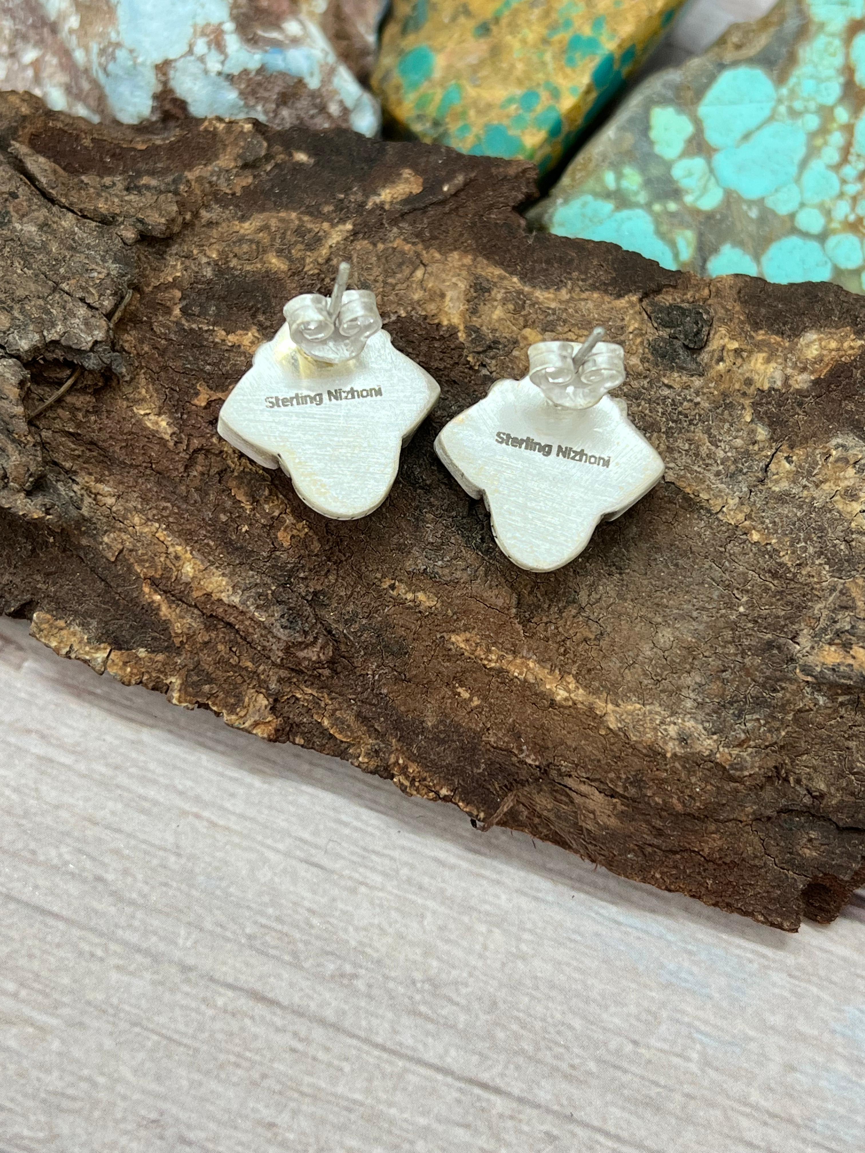 Handmade Sterling Silver Dahlia Rose Post Studs with Signed Nizhoni