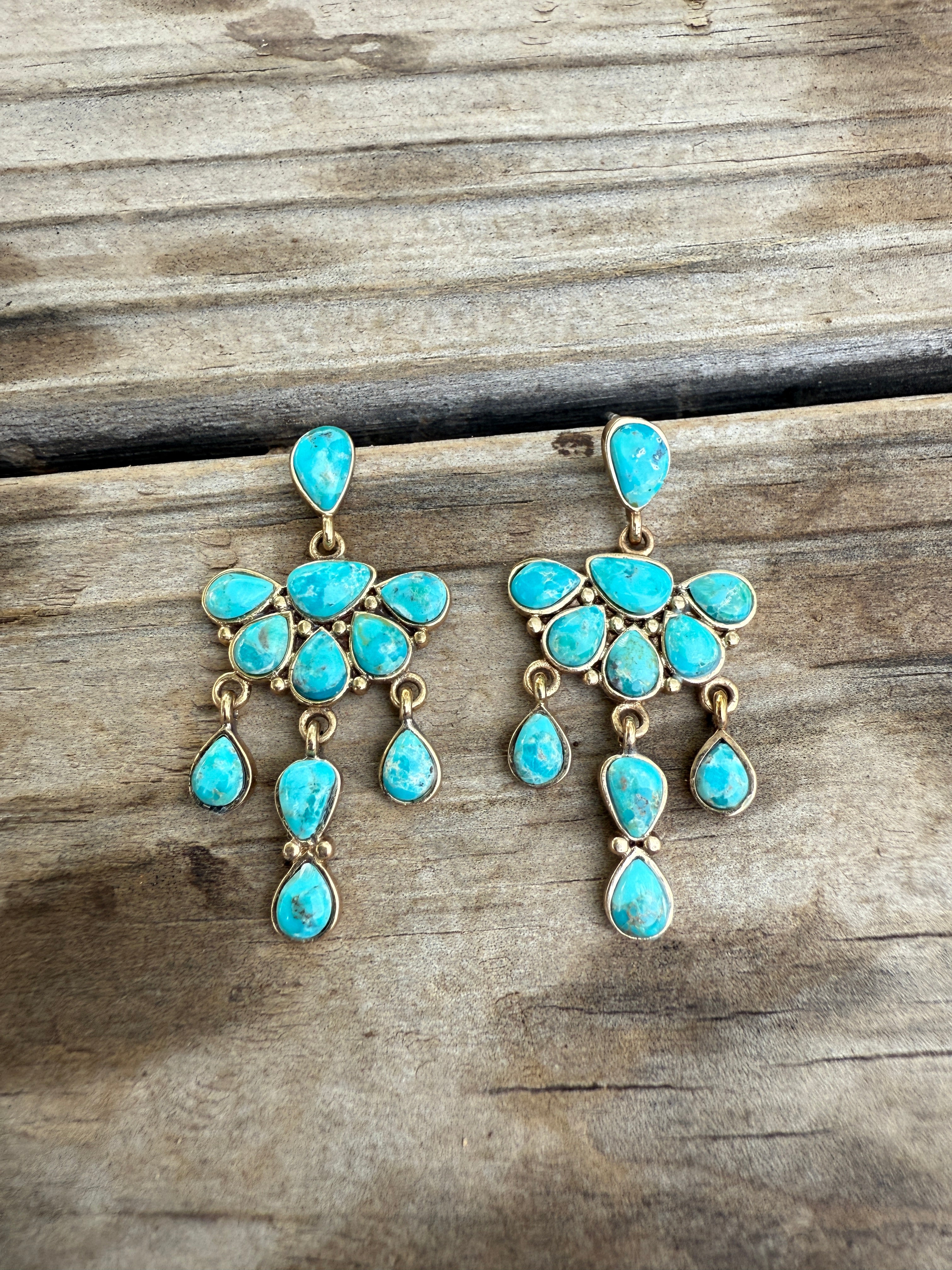 “The Golden Collection” DURANGO Handmade Gold Plated Sterling Silver & Natural Turquoise Earrings