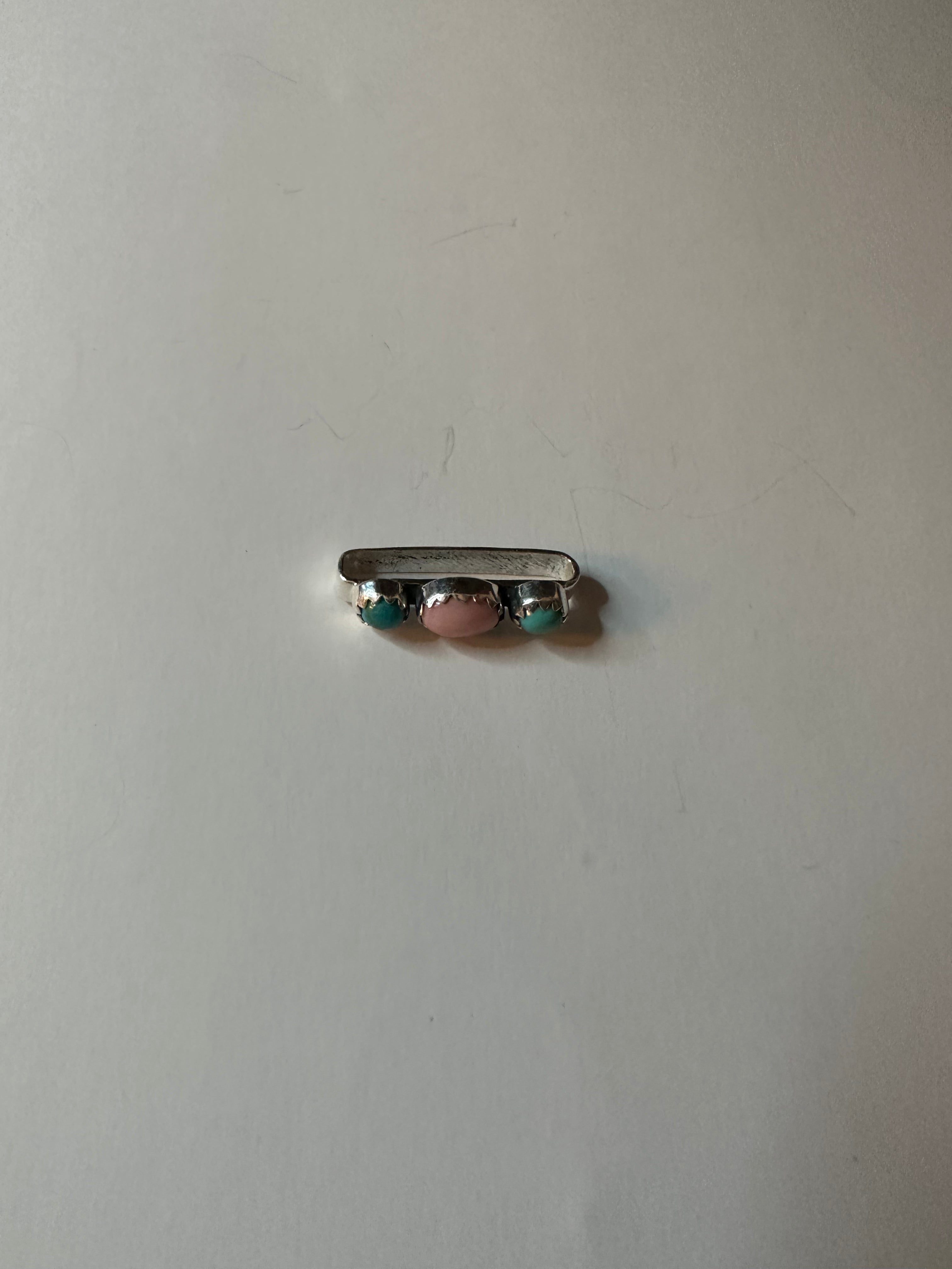 Nizhoni Pink Conch, Turquoise & Sterling Silver Handmade Watch Charm