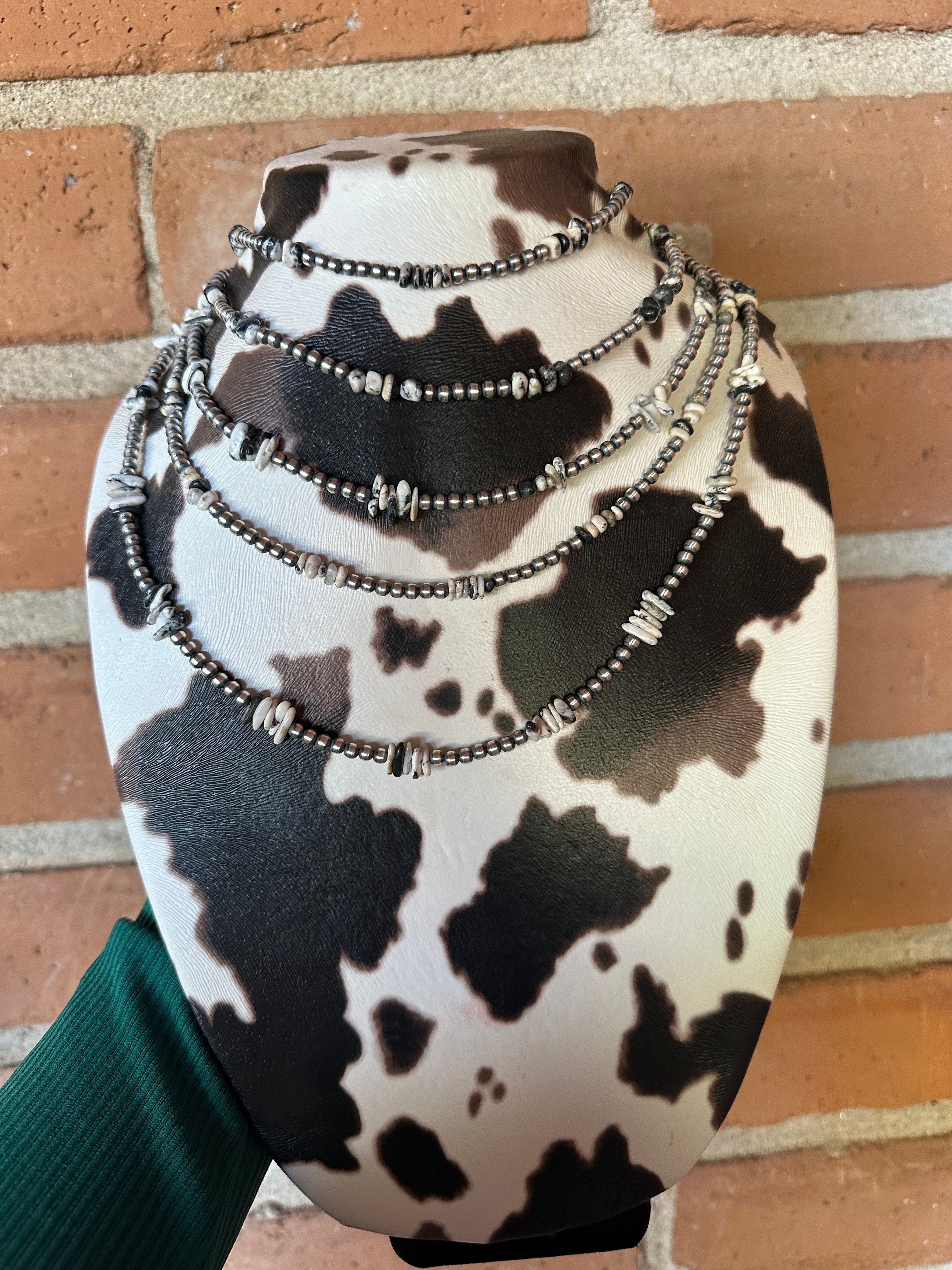 Handcrafted Pearl Sterling Silver & White Buffalo Beaded Necklaces