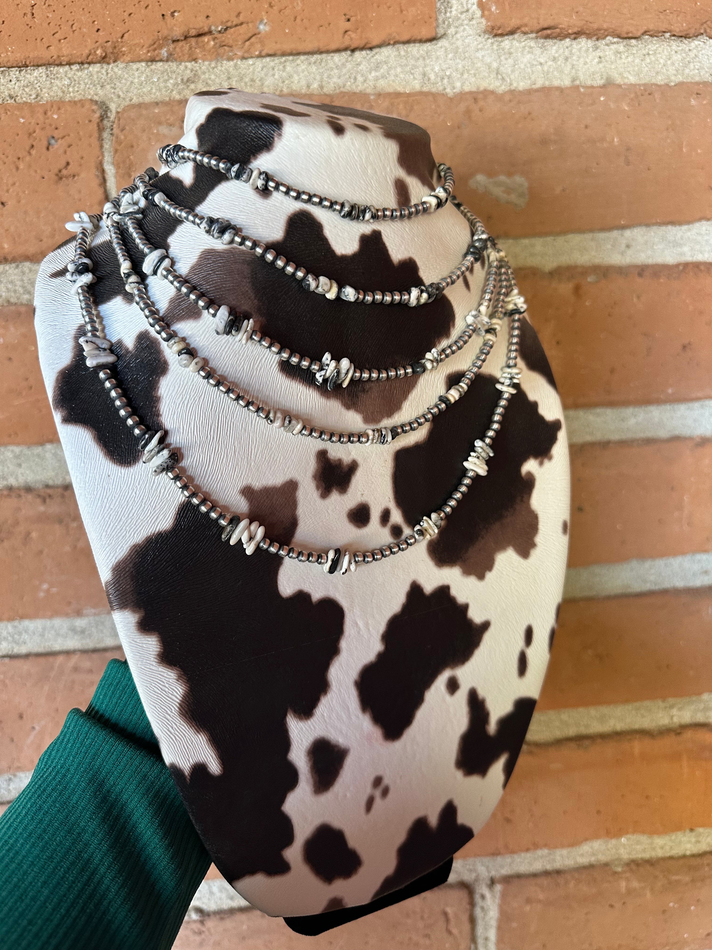 Handcrafted Pearl Sterling Silver & White Buffalo Beaded Necklaces