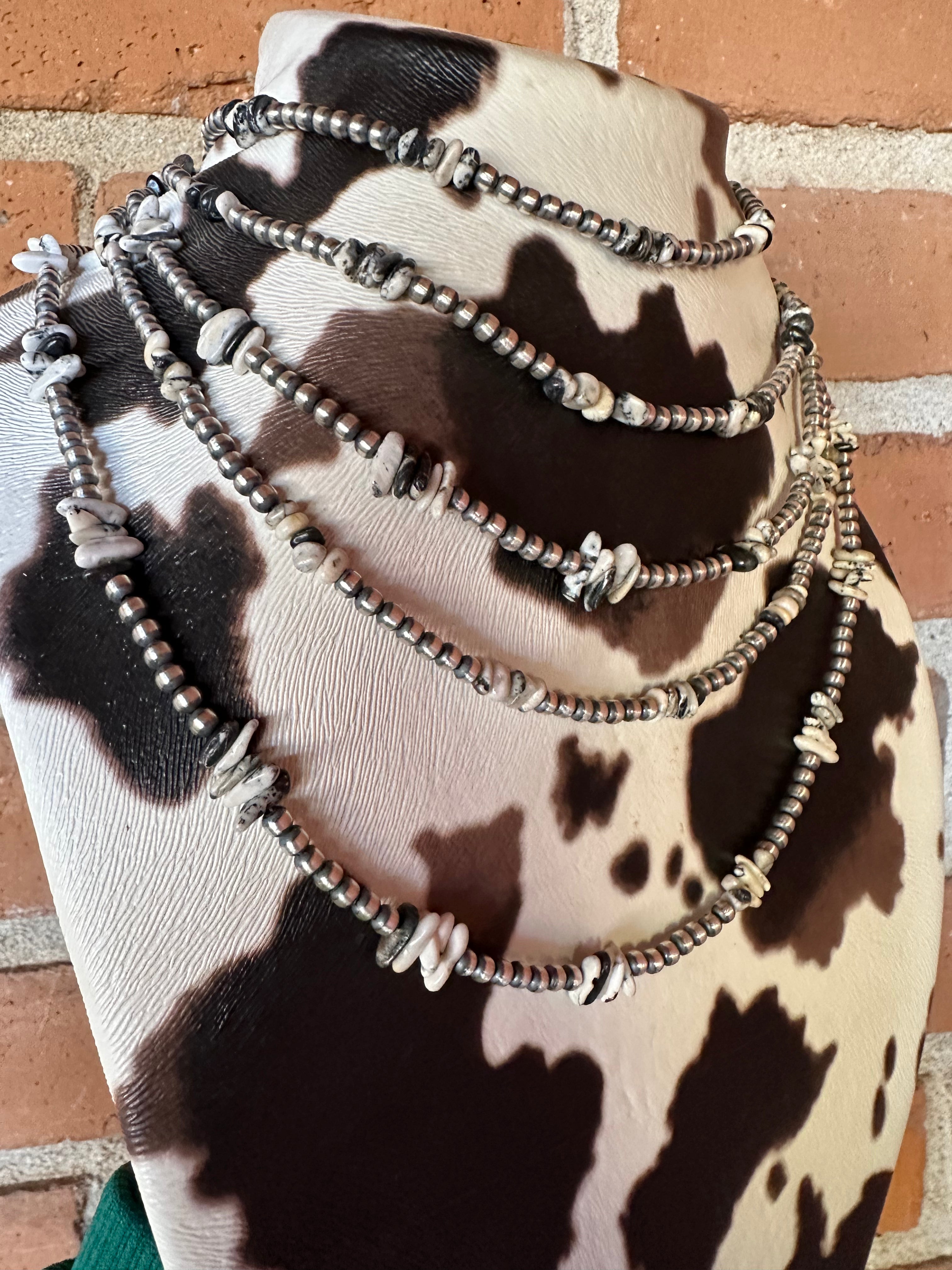 Handcrafted Pearl Sterling Silver & White Buffalo Beaded Necklaces