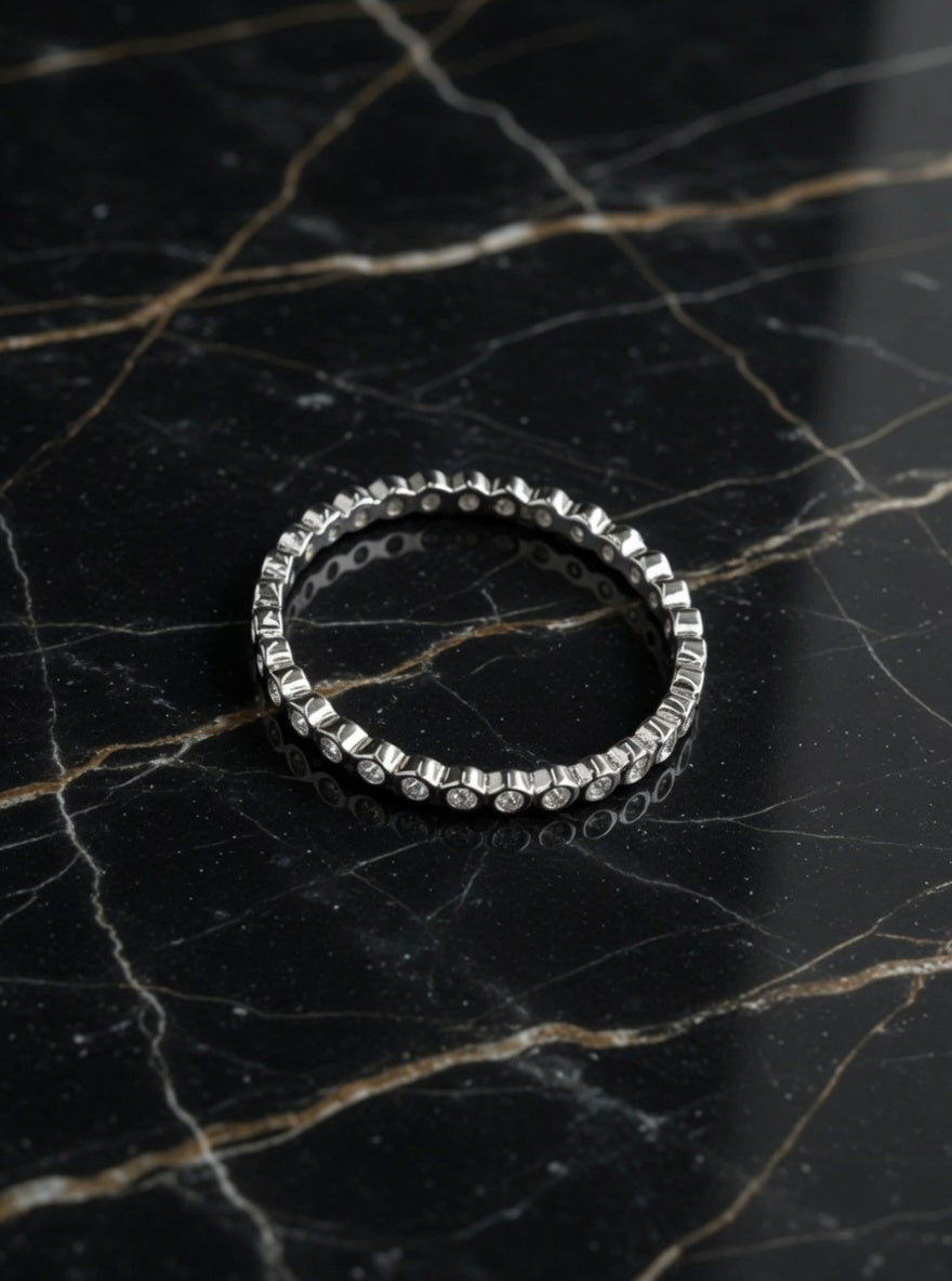 Sterling Silver Full Eternity CZ Stacking Band Ring