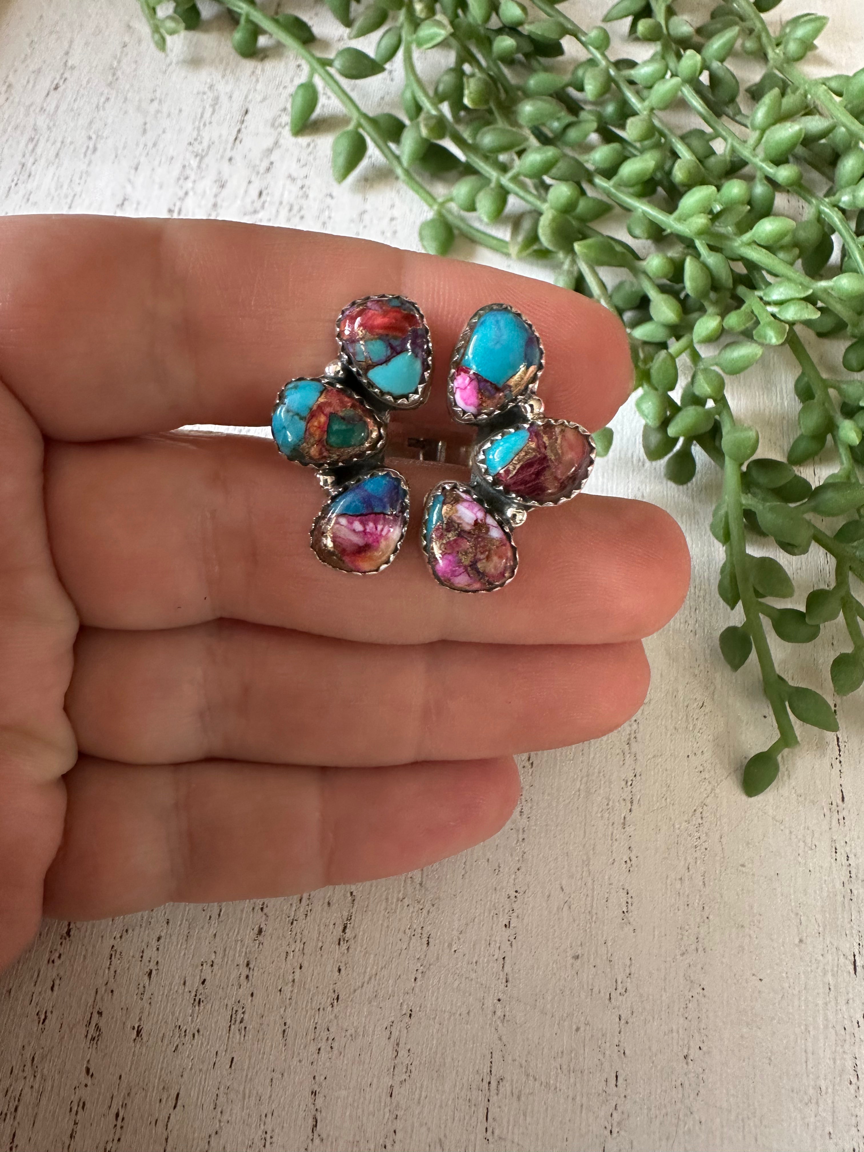 Nizhoni Handmade Purple Dream & Sterling Silver Adjustable Flower Ring