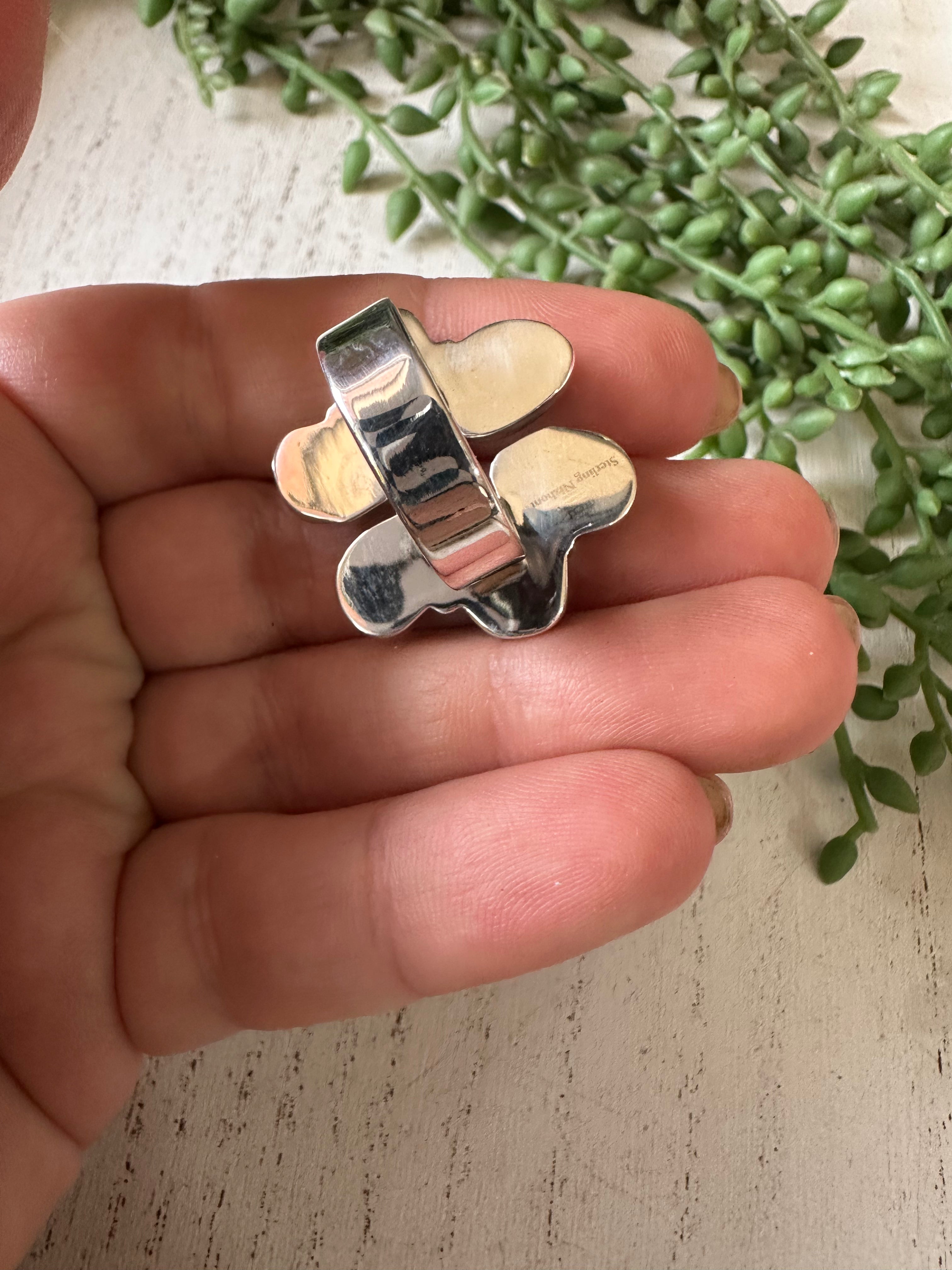 Nizhoni Handmade Purple Dream & Sterling Silver Adjustable Flower Ring