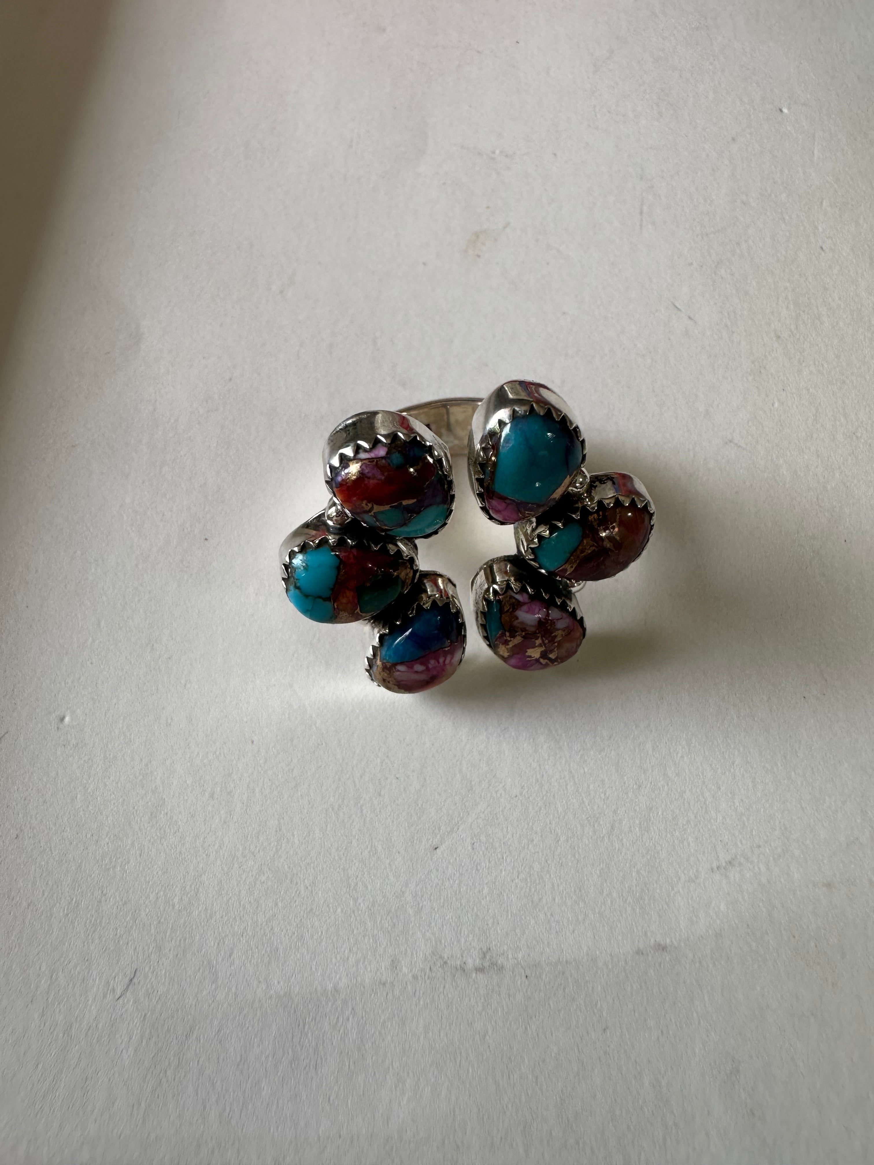 Nizhoni Handmade Purple Dream & Sterling Silver Adjustable Flower Ring