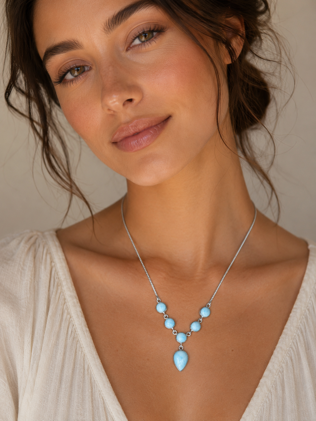 Larimar Sterling Silver Drop Necklace