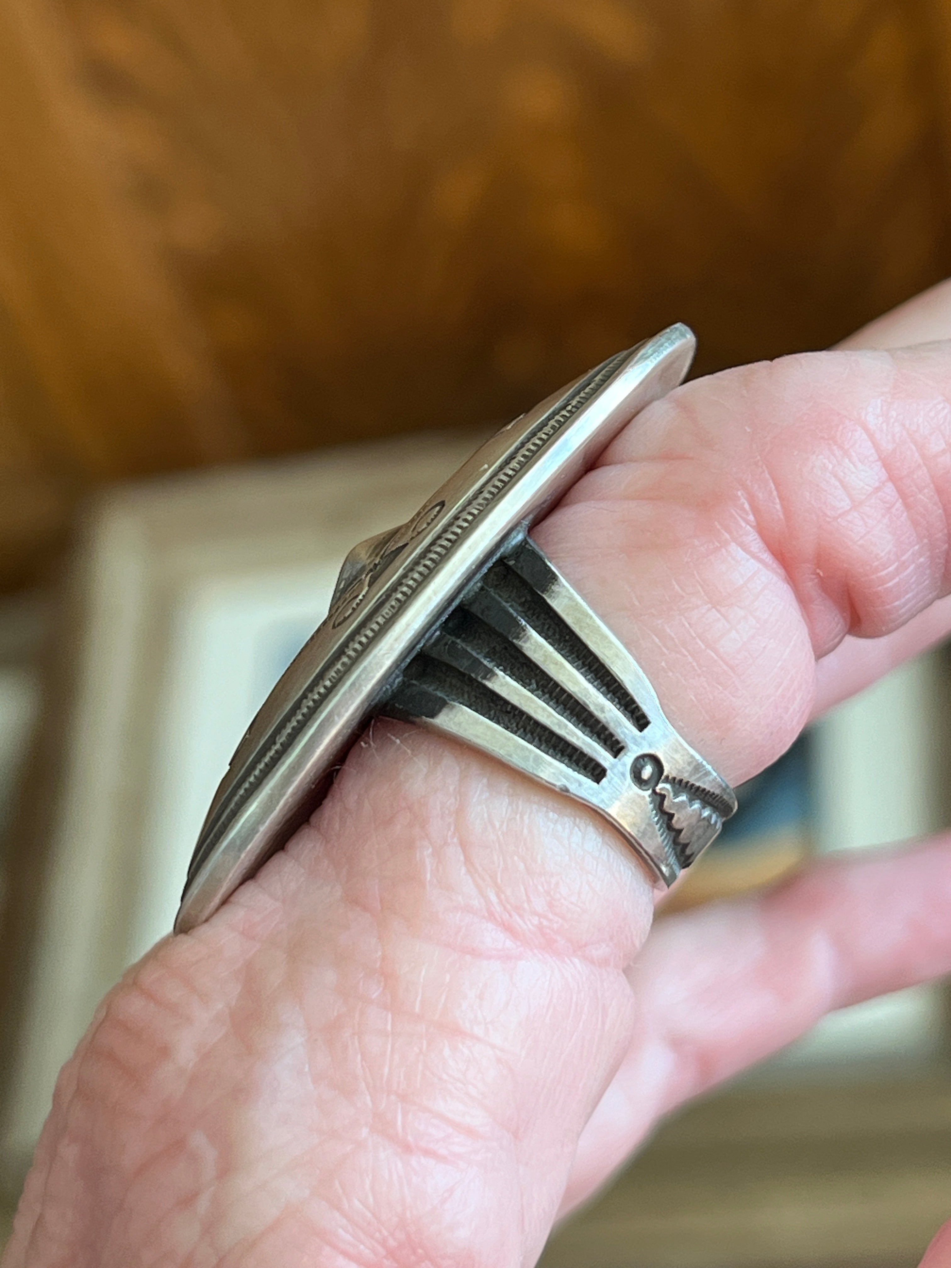 Handcrafted Sterling Silver Repousse Ring by Calvin Martinez, Size 9