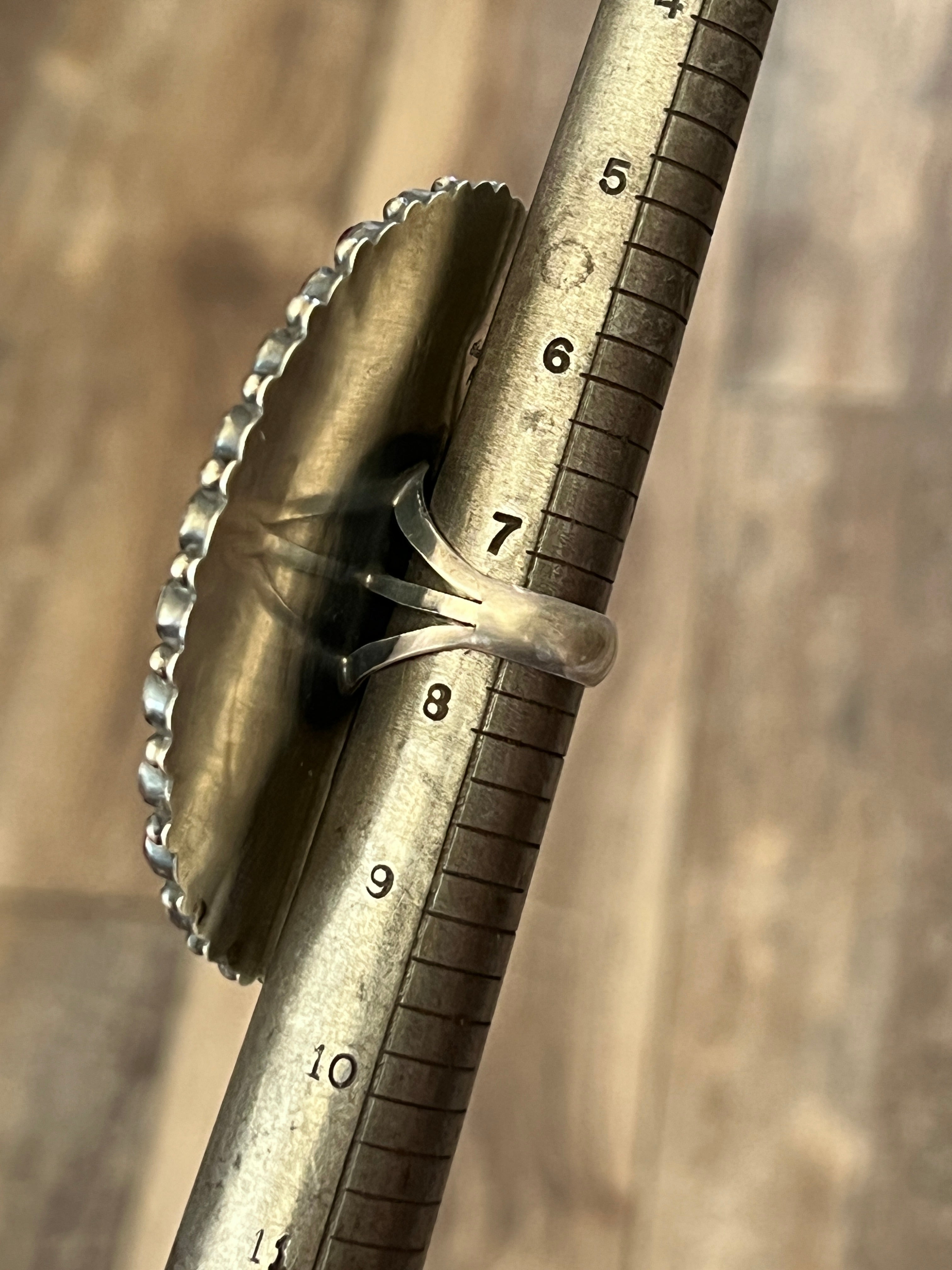 Handcrafted Sterling Silver and Purple Spiny Oyster Cluster Ring by Anthony Skeets, Size 7