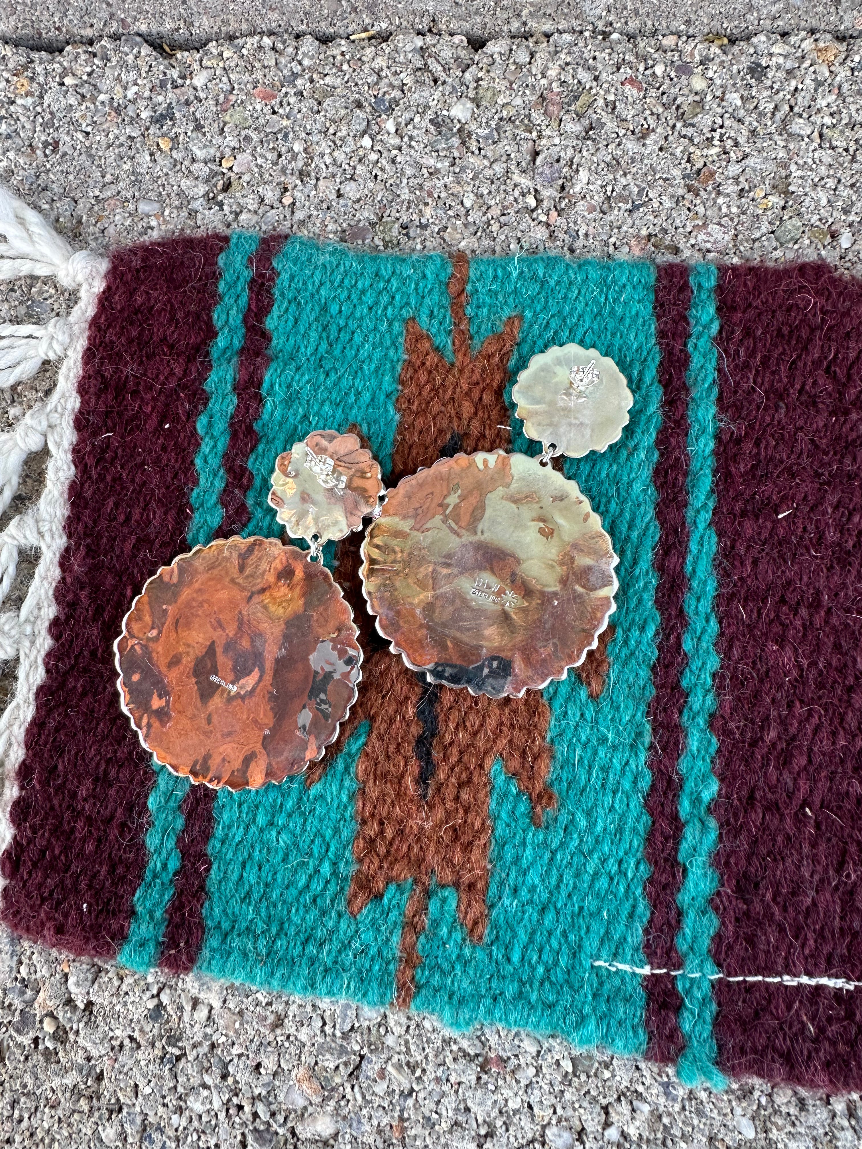 “The Barbie Collection” Handcrafted Pink Opal & Sterling Silver Cluster Dangle Earrings Signed